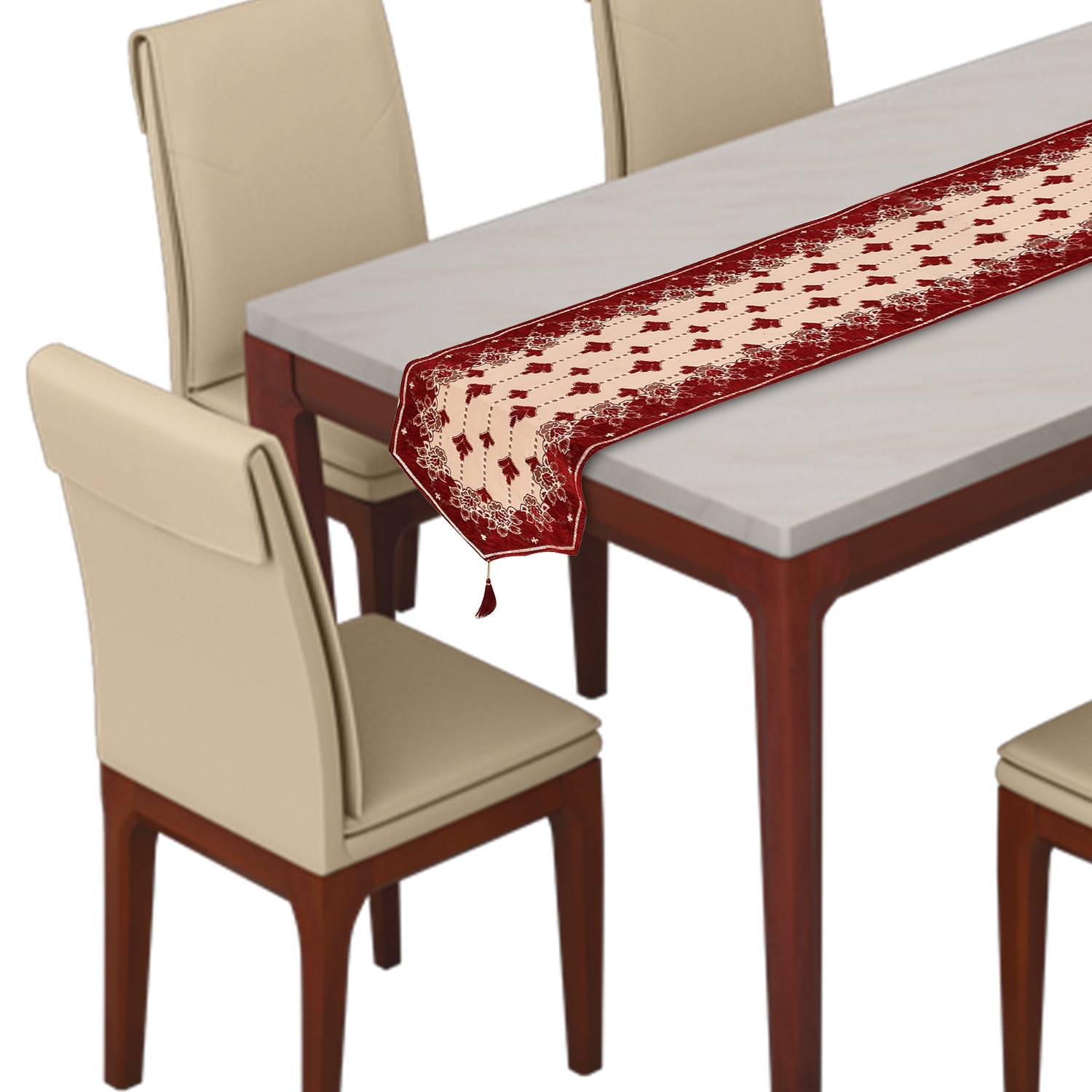 Kuber Industries Floral Printed Velvet Dining Table Runner for Dinner, Wedding, Party, Events, Décor, 13