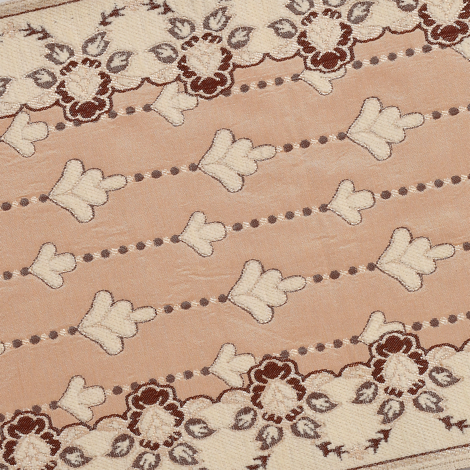 Kuber Industries Floral Printed Velvet Dining Table Runner for Dinner Wedding Party Events Dcor 13x72inch Cream