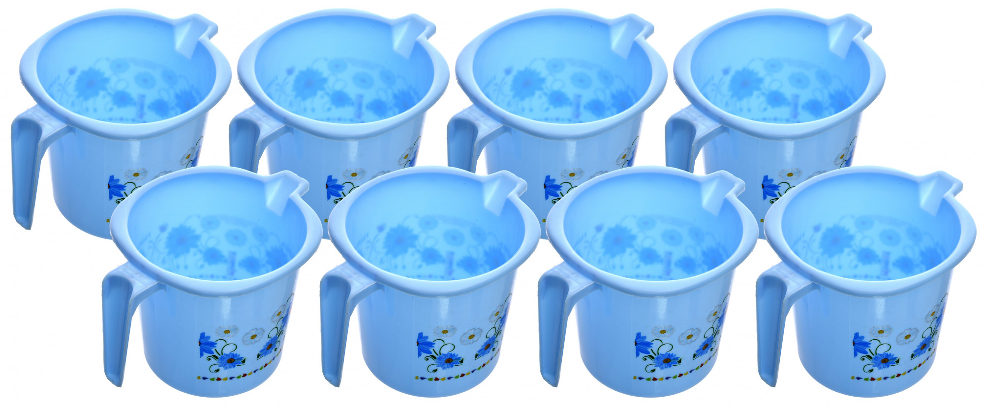 Kuber Industries Floral Printed Virgin Plastic Bathroom Mug ,1000 ml (Blue)-KUBMART1236