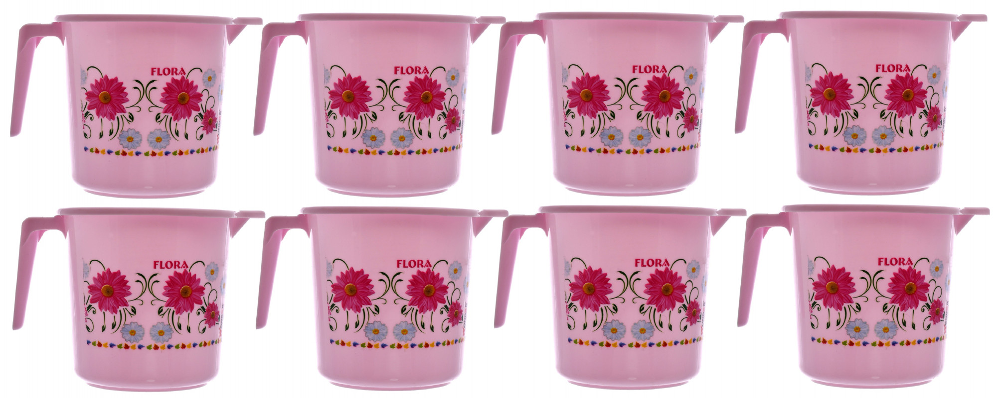 Kuber Industries Floral Printed Virgin Plastic Bathroom Mug ,1000 ml (Pink)-KUBMART1244