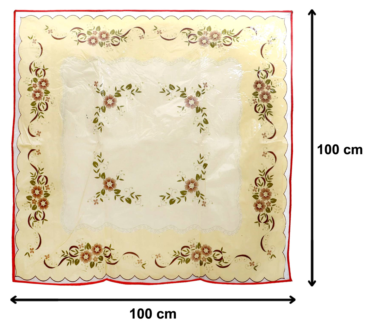 Kuber Industries Flower Design 3 Layered PVC Bed Server Food Mat Oil & Waterproof (Cream)