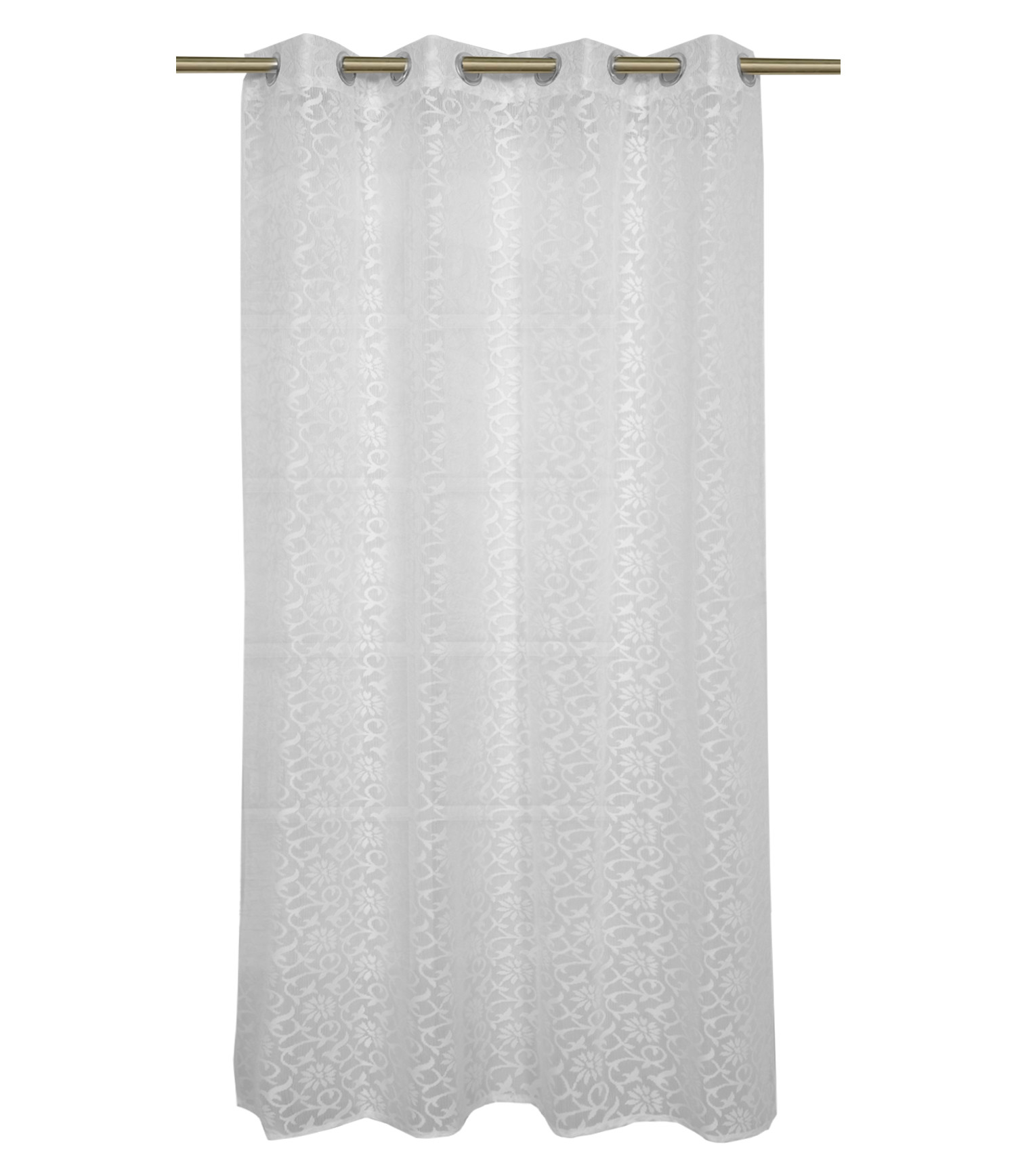 Kuber Industries Flower Design 7 Feet Door Curtain For Living Room, Bed Room, Kids Room With 8 Eyelet (White) 54KM3939