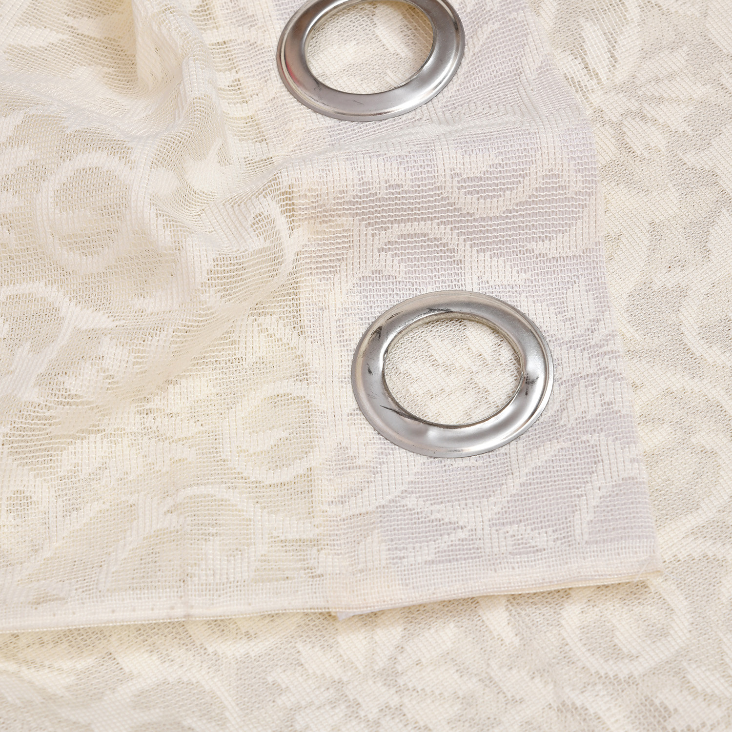 Kuber Industries Flower Design 7 Feet Door Curtain For Living Room, Bed Room, Kids Room With 8 Eyelet (Cream) 54KM3941