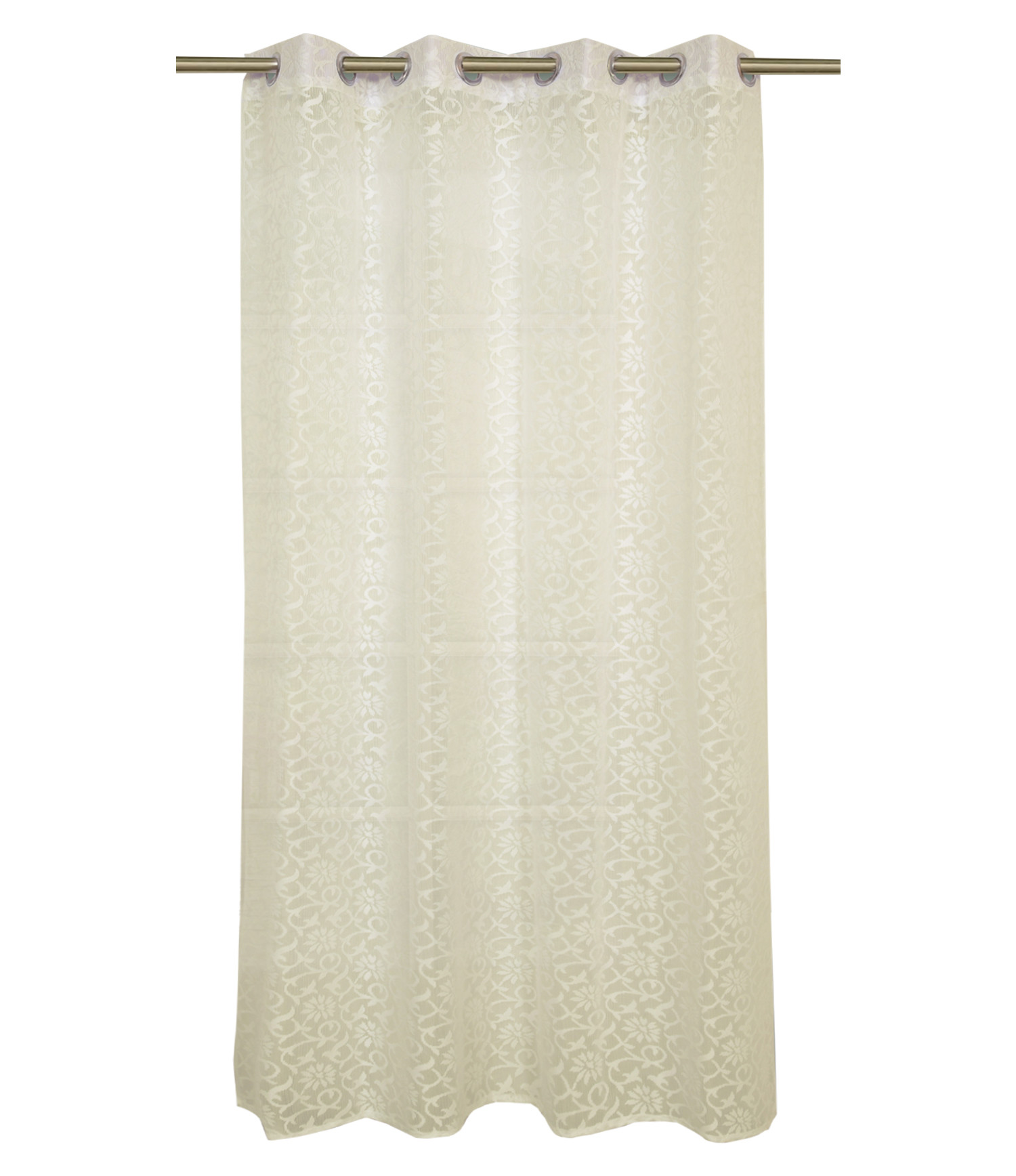 Kuber Industries Flower Design 7 Feet Door Curtain For Living Room, Bed Room, Kids Room With 8 Eyelet (Cream) 54KM3941