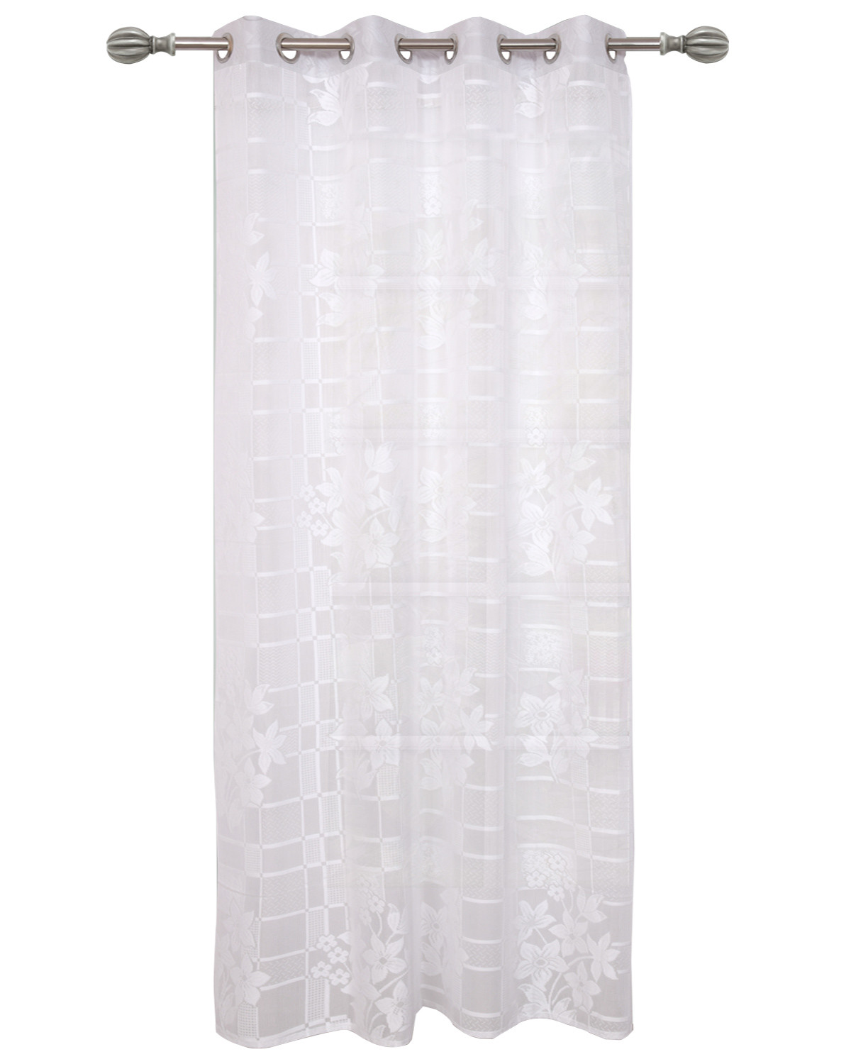 Kuber Industries Flower Design 7 Feet Door Curtain For Living Room, Bed Room, Kids Room With 8 Eyelet (White)