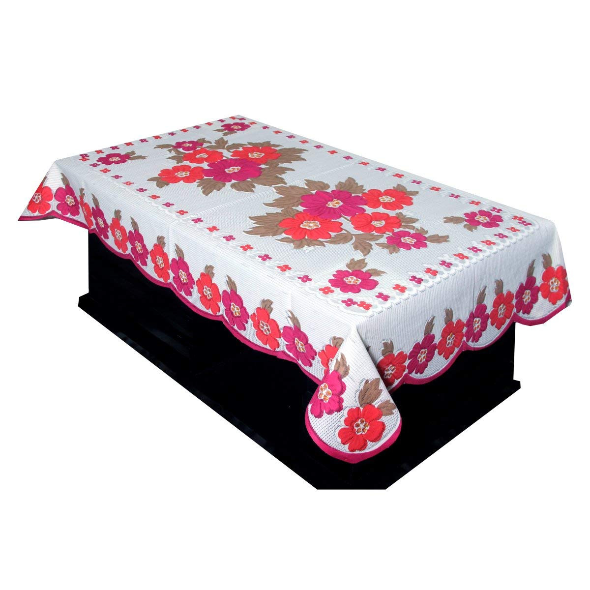 Kuber Industries Flower Design Cotton 5 Seater Sofa Cover With 6 Pieces Arms cover And 1 Center Table Cover Use Both Side, Living Room, Drawing Room, Bedroom, Guest Room (Set Of17, Pink)-KUBMRT12019