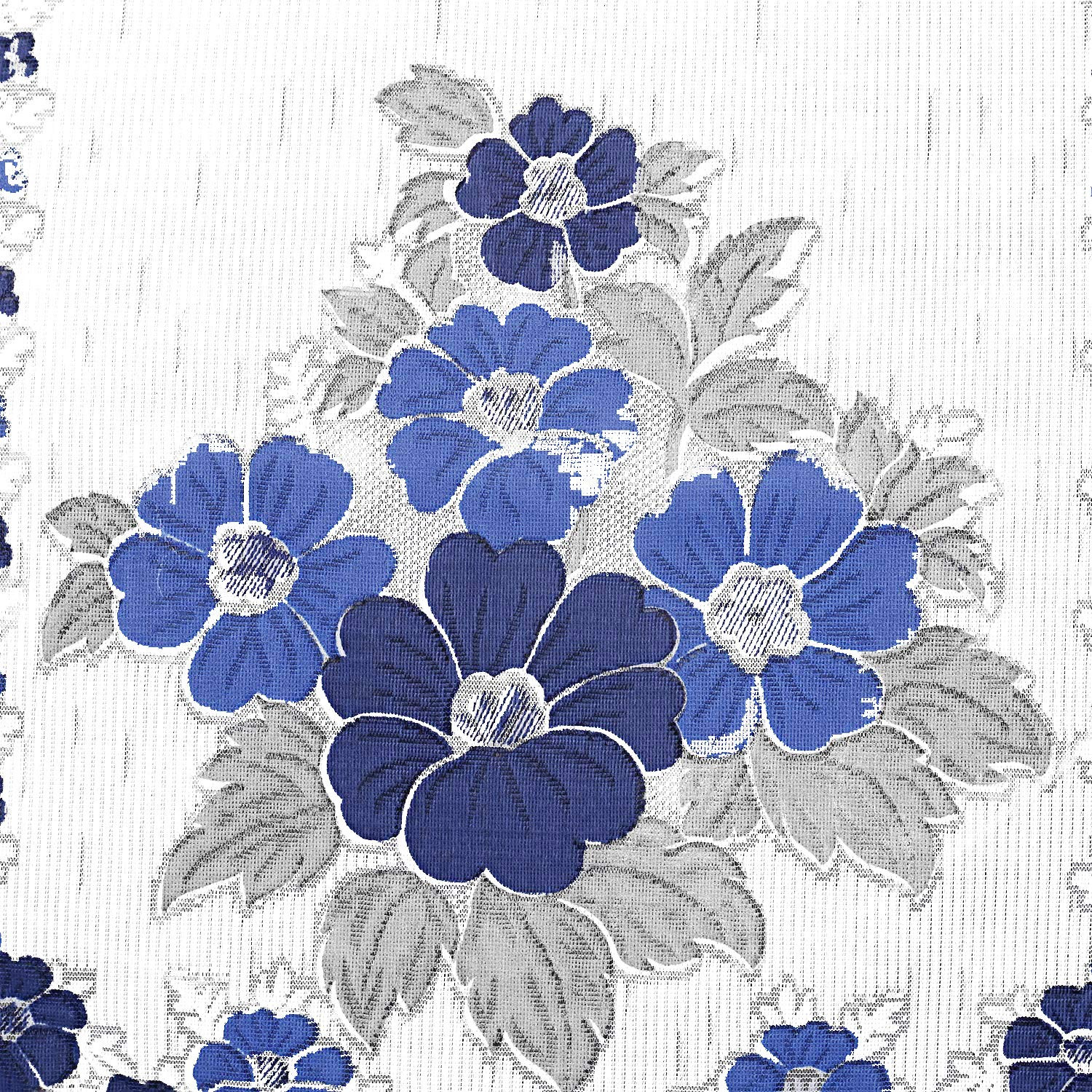 Kuber Industries Flower Design Cotton 5 Seater Sofa Cover With 6 Pieces Arms cover And 1 Center Table Cover Use Both Side, Living Room, Drawing Room, Bedroom, Guest Room (Set Of17, White & Blue)-KUBMRT12025