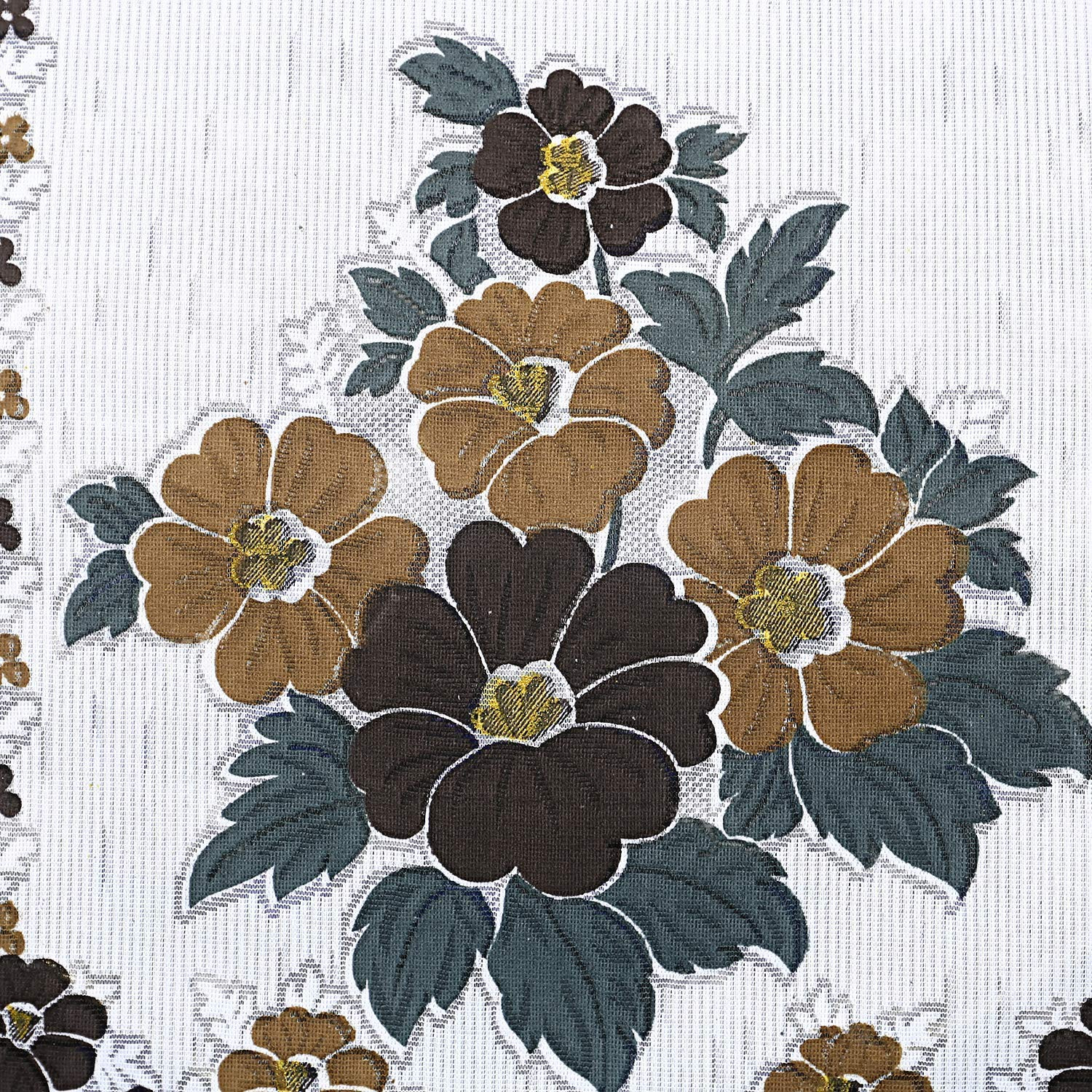 Kuber Industries Flower Design Cotton 5 Seater Sofa Cover With 6 Pieces Arms cover And 1 Center Table Cover Use Both Side, Living Room, Drawing Room, Bedroom, Guest Room (Set Of17, White & Brown)-KUBMRT12029