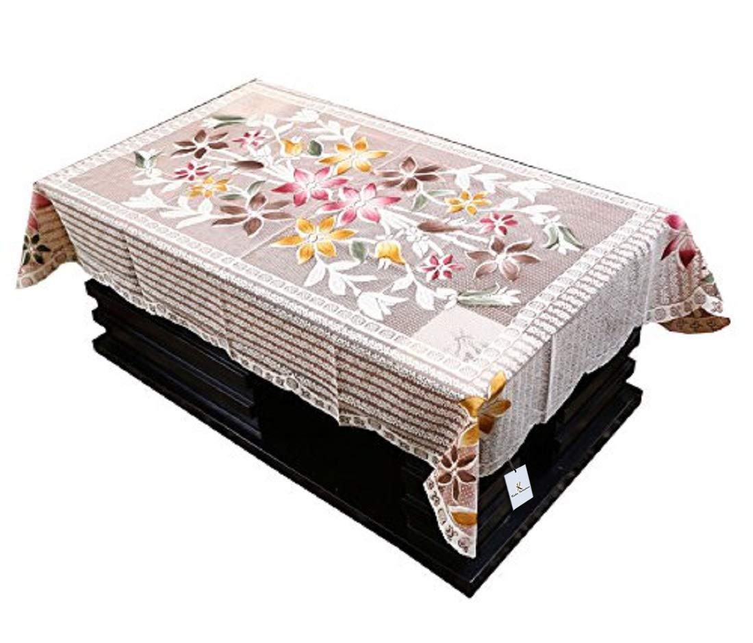 Kuber Industries Flower Design Cotton 5 Seater Sofa Cover With 6 Pieces Arms cover And 1 Center Table Cover Use Both Side, Living Room, Drawing Room, Bedroom, Guest Room (Set Of17, Brown)-KUBMRT12037