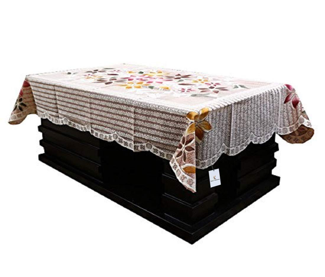 Kuber Industries Flower Design Cotton 5 Seater Sofa Cover With 6 Pieces Arms cover And 1 Center Table Cover Use Both Side, Living Room, Drawing Room, Bedroom, Guest Room (Set Of17, Brown)-KUBMRT12037