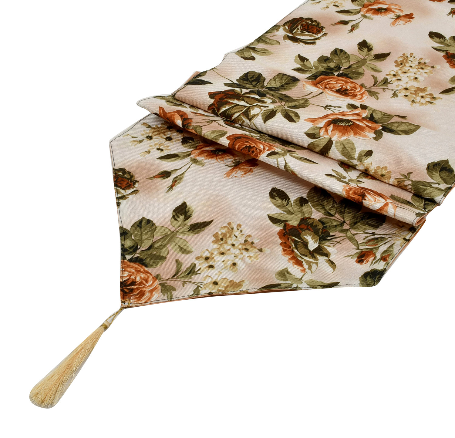 Kuber Industries Flower Design Cotton Table Runner for Family Dinners or Gatherings Indoor or Outdoor Parties  Everyday Use 16x68inch Orange