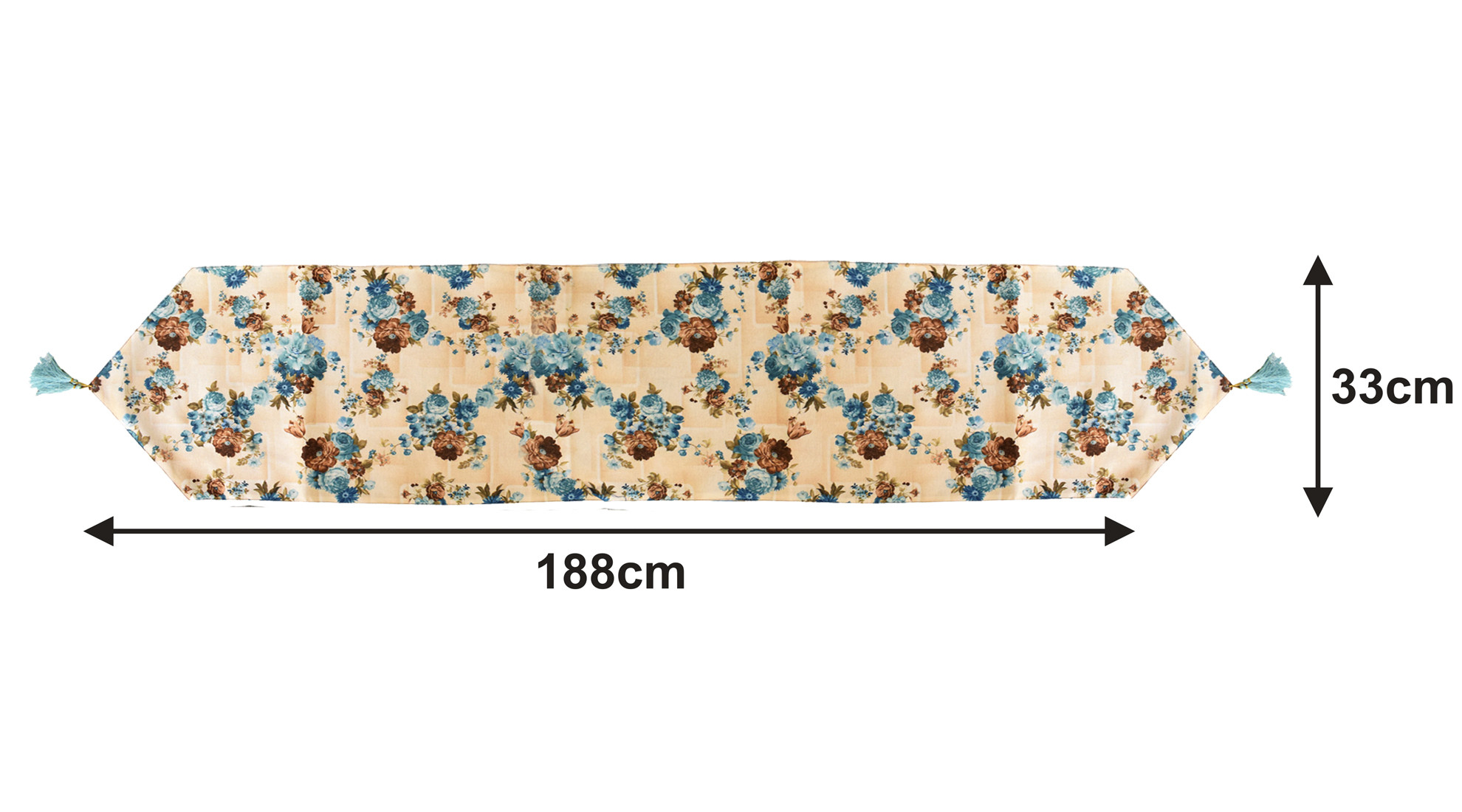 Kuber Industries Flower Design Cotton Table Runner for Family Dinners or Gatherings Indoor or Outdoor Parties  Everyday Use 16x68inch Blue
