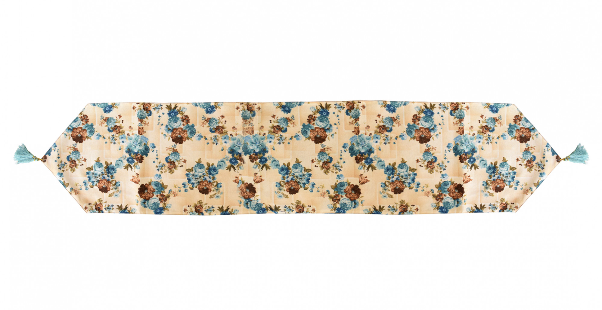 Kuber Industries Flower Design Cotton Table Runner for Family Dinners or Gatherings Indoor or Outdoor Parties  Everyday Use 16x68inch Blue