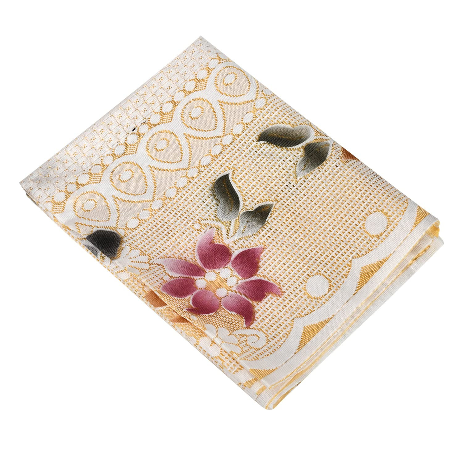 Kuber Industries Flower Design Decorative Dressing Mirror Cover Protection for Dust  Scratches White  Orange-44KM0184