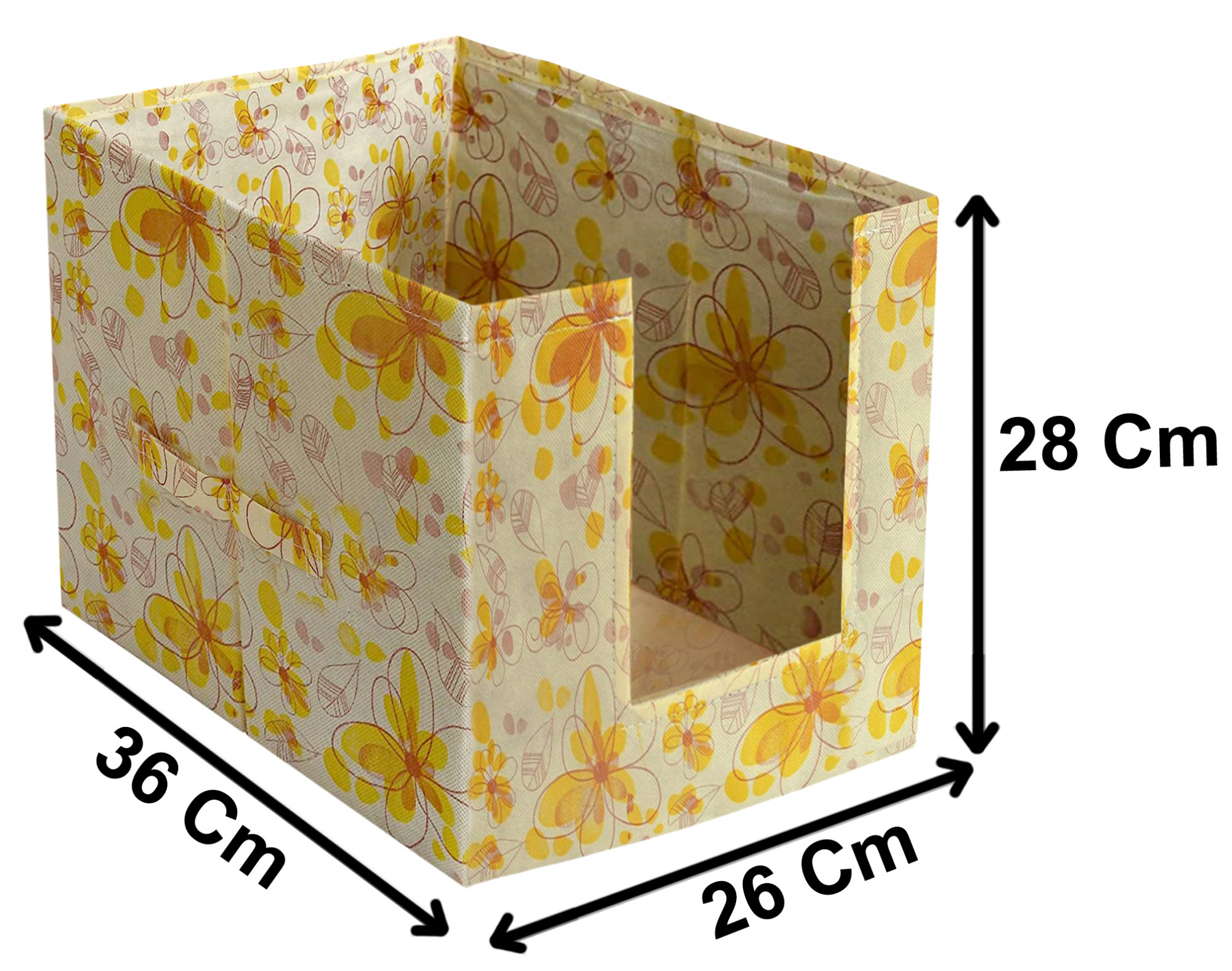 Kuber Industries Flower Design Foldable Rectangle Cloth Saree Stacker Cloth Wardrobe Organizer (Yellow)