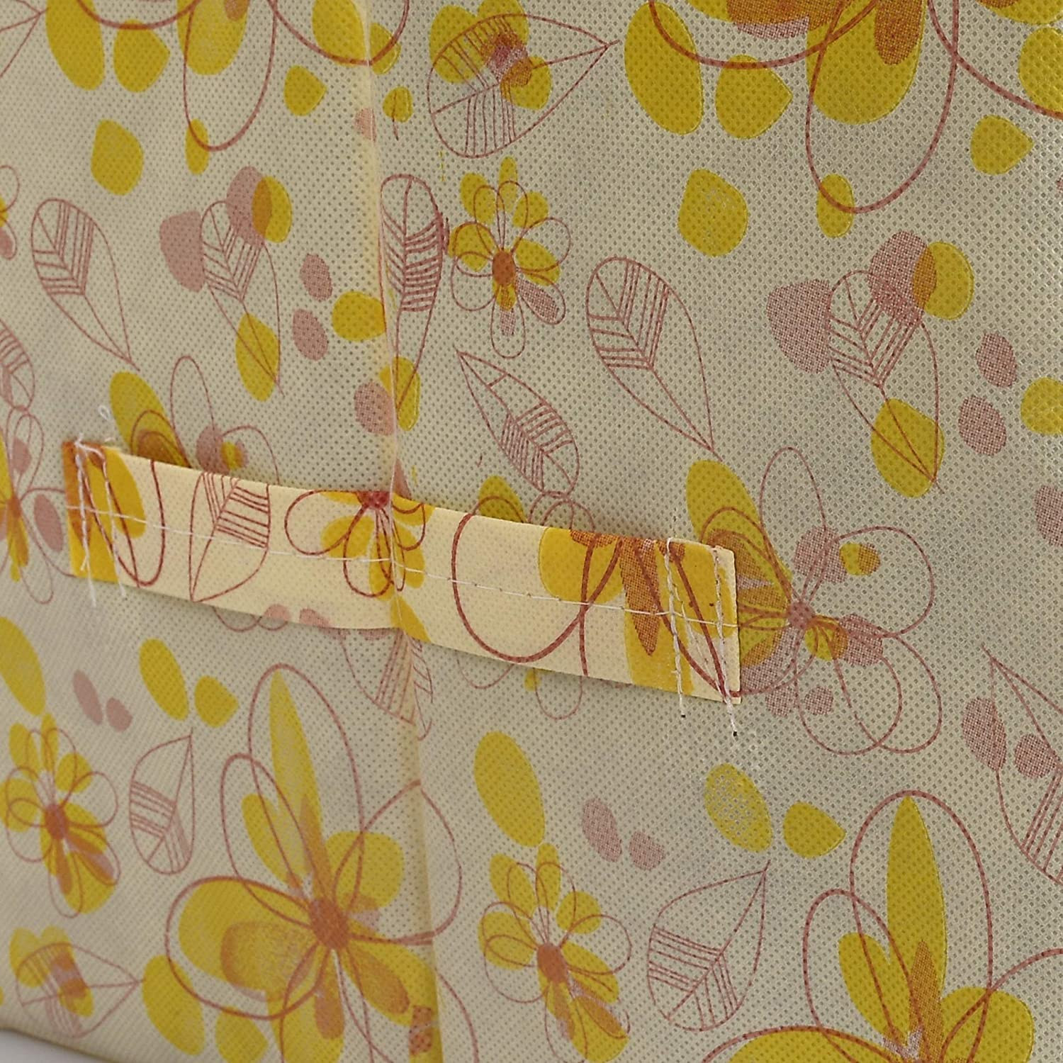 Kuber Industries Flower Design Foldable Rectangle Cloth Saree Stacker Cloth Wardrobe Organizer (Yellow)