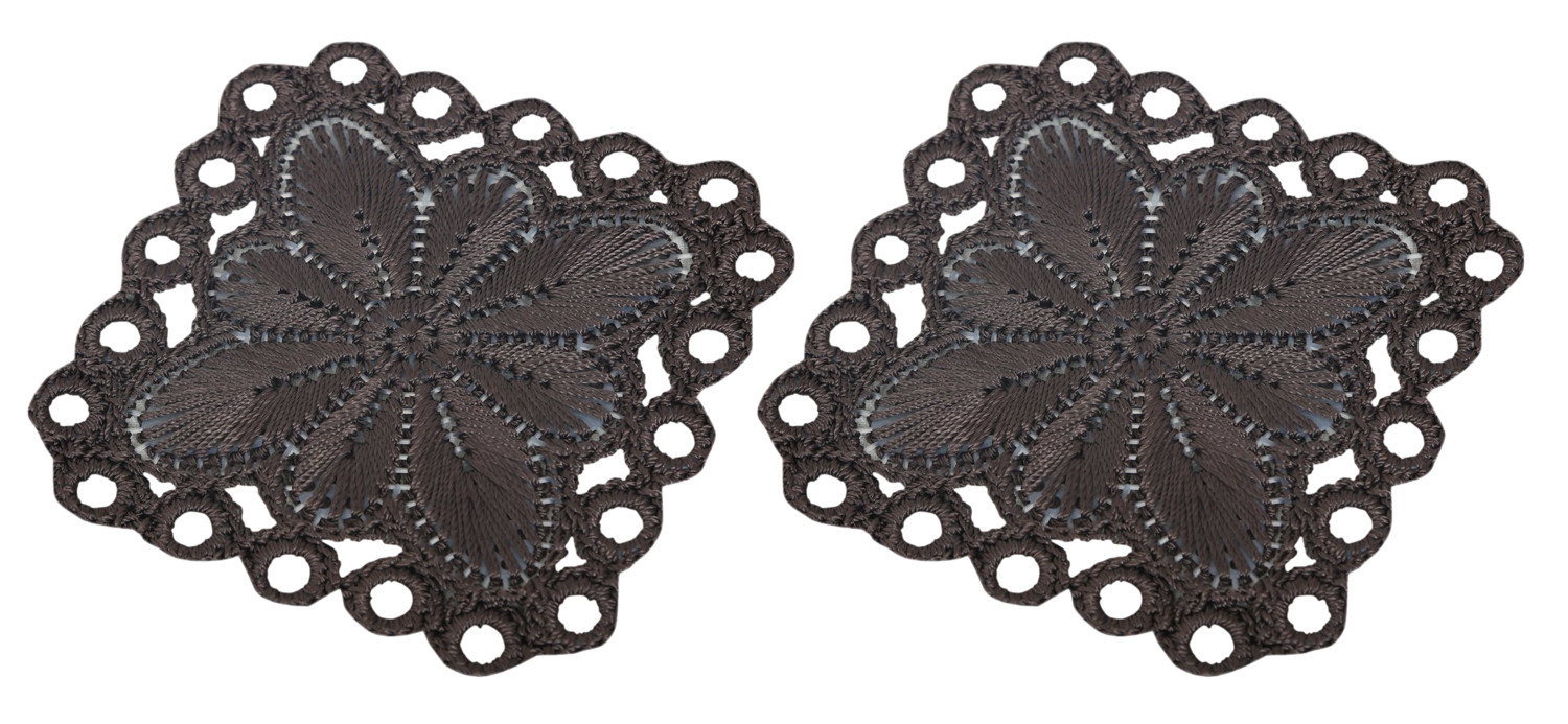 Kuber Industries Flower Design Handmade Square Cotton Coaster For Kinds of Mugs and Cups,(Brown)