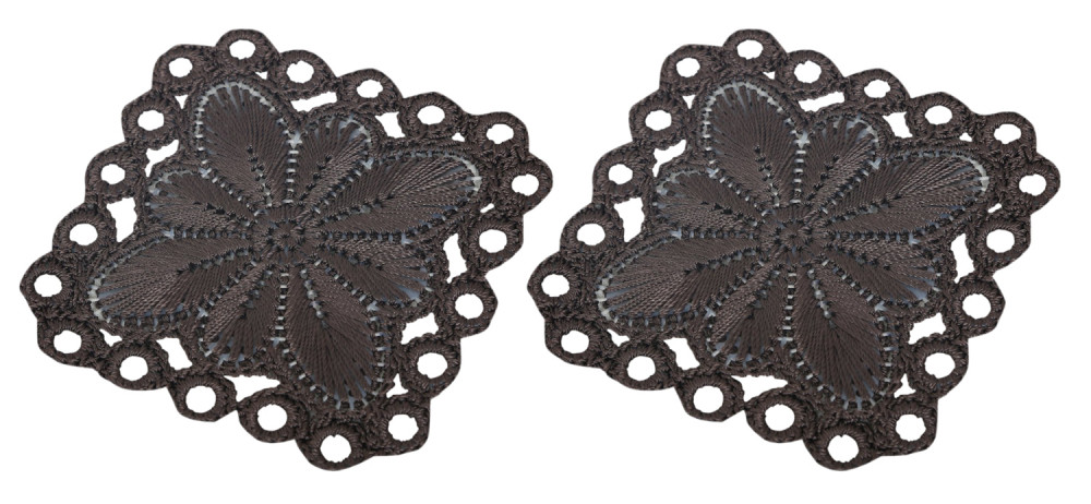 Kuber Industries Flower Design Handmade Square Cotton Coaster For Kinds of Mugs and Cups,(Brown)