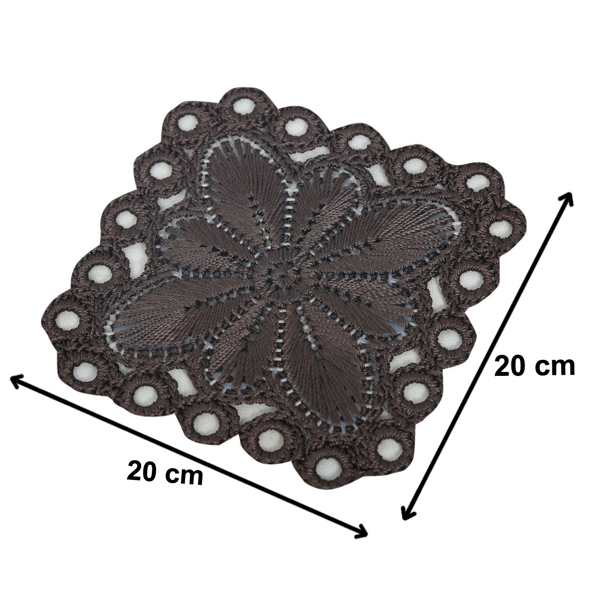 Kuber Industries Flower Design Handmade Square Cotton Coaster For Kinds of Mugs and Cups,(Brown)