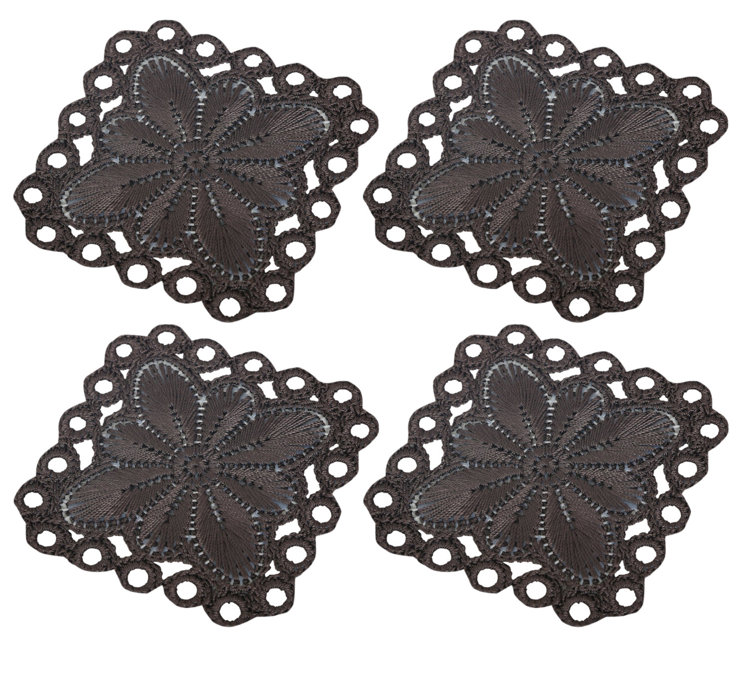 Kuber Industries Flower Design Handmade Square Cotton Coaster For Kinds of Mugs and Cups,(Brown)