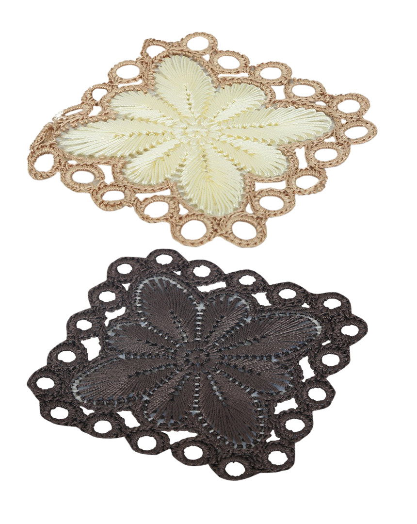 Kuber Industries Flower Design Handmade Square Cotton Coaster For Kinds of Mugs and Cups,(Brown & Cream)