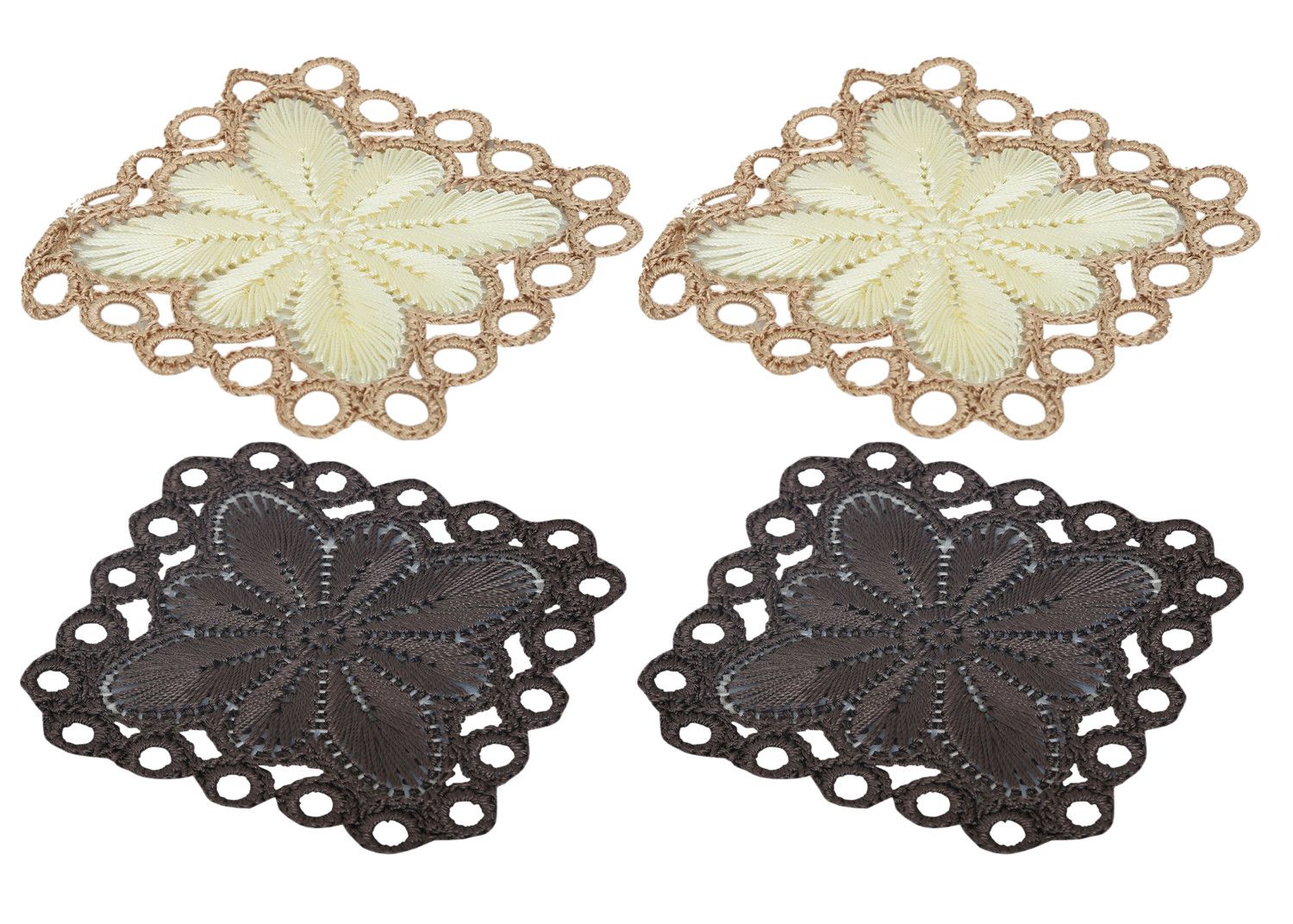 Kuber Industries Flower Design Handmade Square Cotton Coaster For Kinds of Mugs and Cups,(Brown & Cream)
