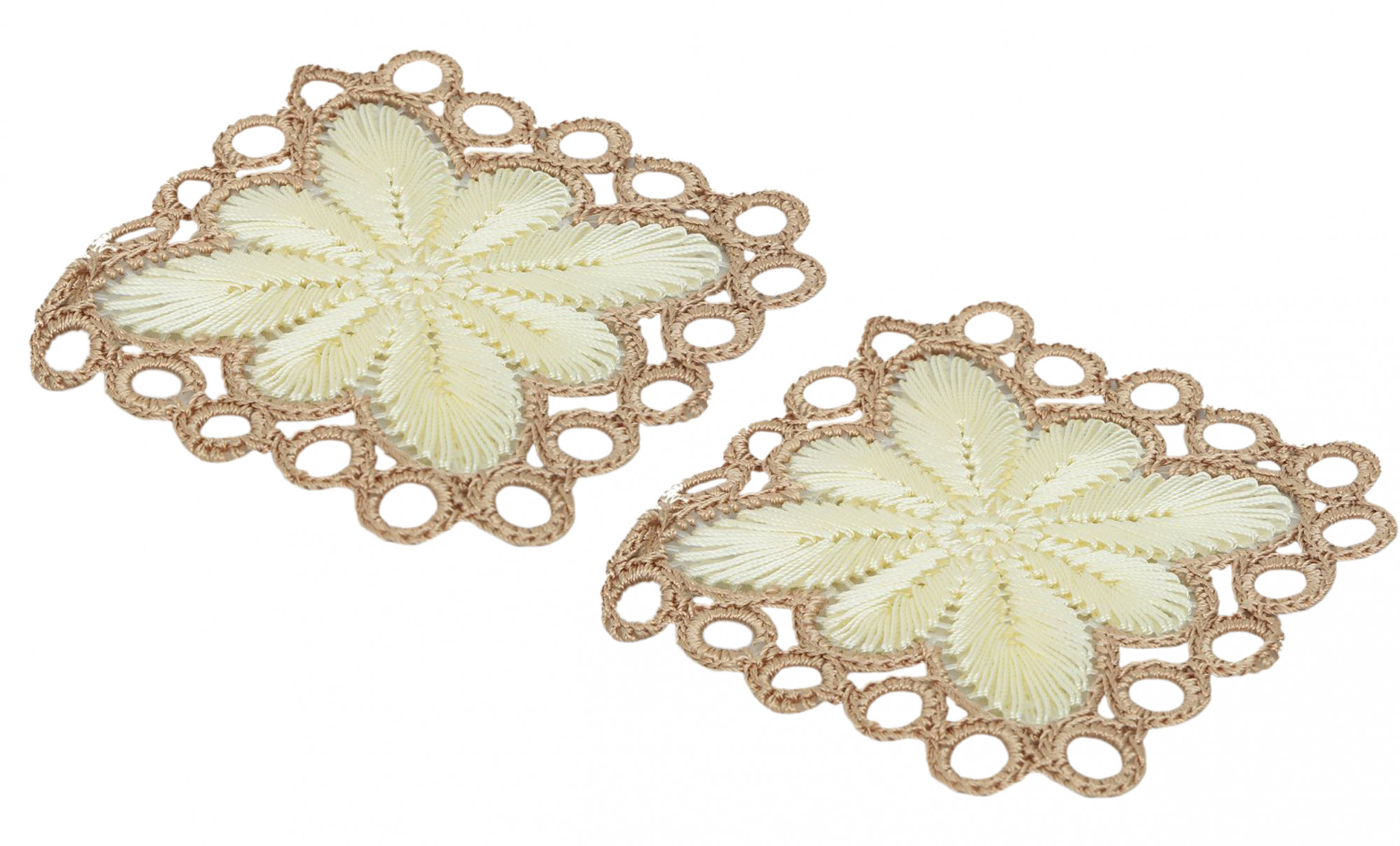 Kuber Industries Flower Design Handmade Square Cotton Coaster For Kinds of Mugs and Cups,(Cream)