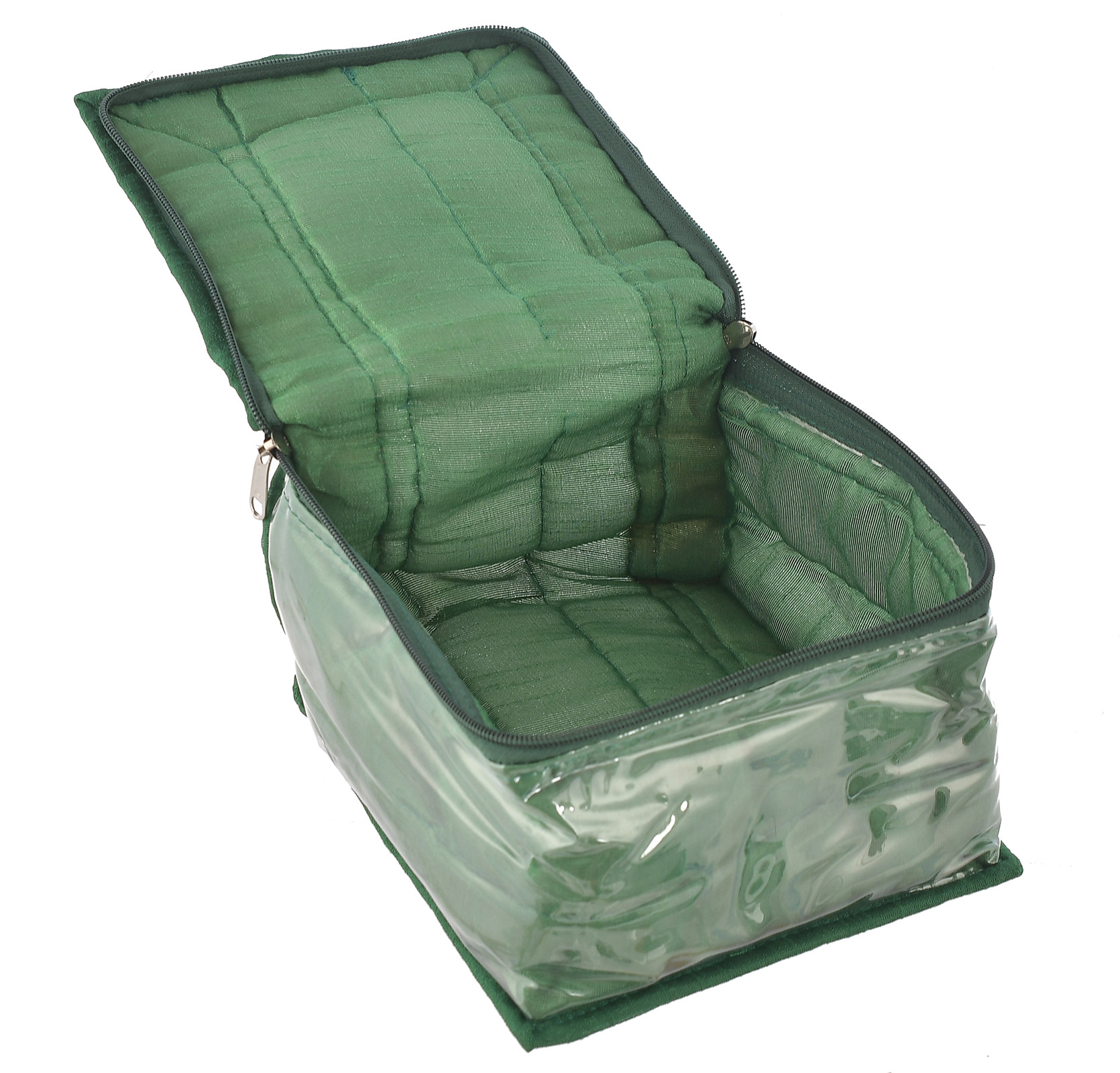 Kuber Industries Flower Design Laminated PVC Multipurpose Jewellery Organizer With 10 Tranasparent Pouches (Green)-HS43KUBMART25841