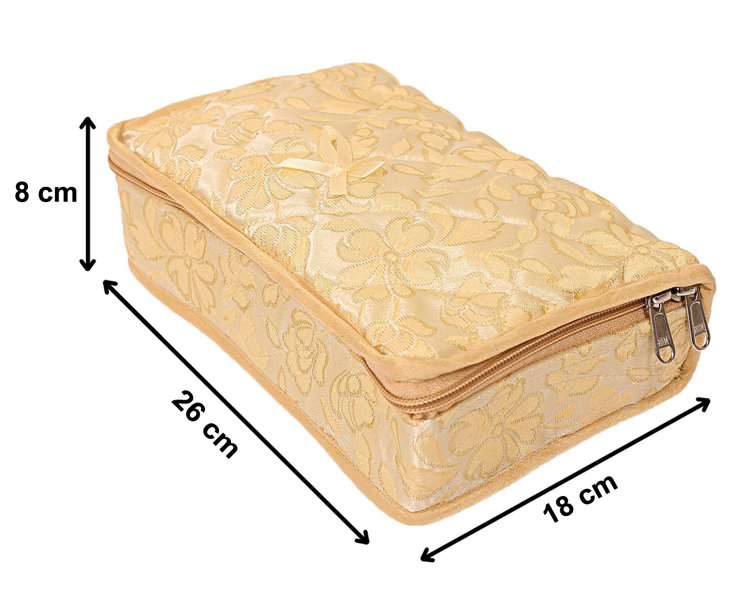Kuber Industries Flower Design Portable Jewellery Organizer With 4 Tranasparent Pockets For Keeps Your Jewellery,Earrings, Necklaces Organized And Secure (Cream)-HS_38_KUBMART21149