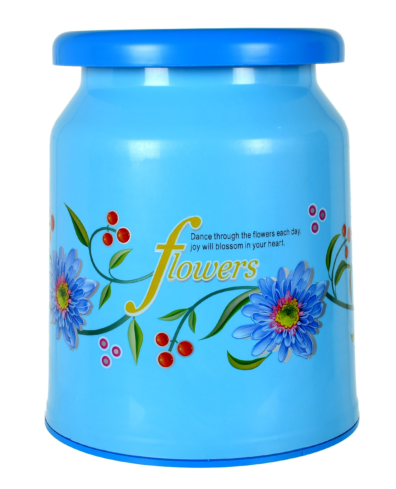 Kuber Industries Flower Design Portable, Ligthweight Plastic Sitting Stool For Indoor & Outdoor (Blue)
