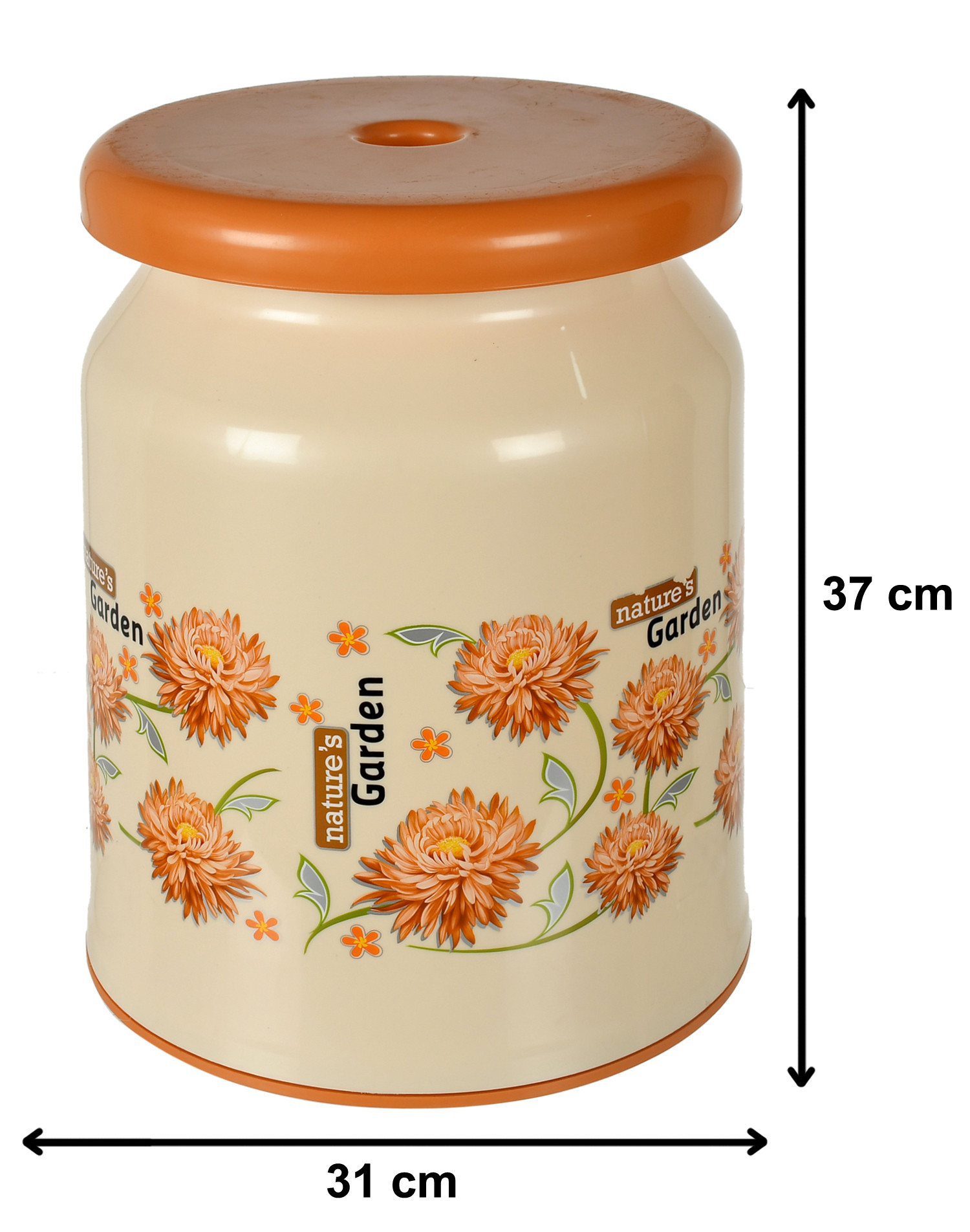 Kuber Industries Flower Design Portable, Ligthweight Plastic Sitting Stool For Indoor & Outdoor (Cream)
