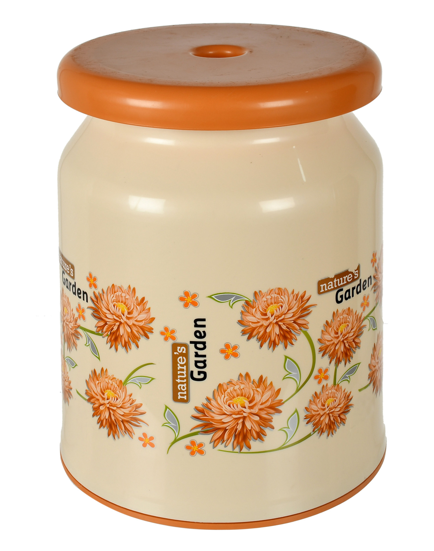 Kuber Industries Flower Design Portable, Ligthweight Plastic Sitting Stool For Indoor & Outdoor (Cream)