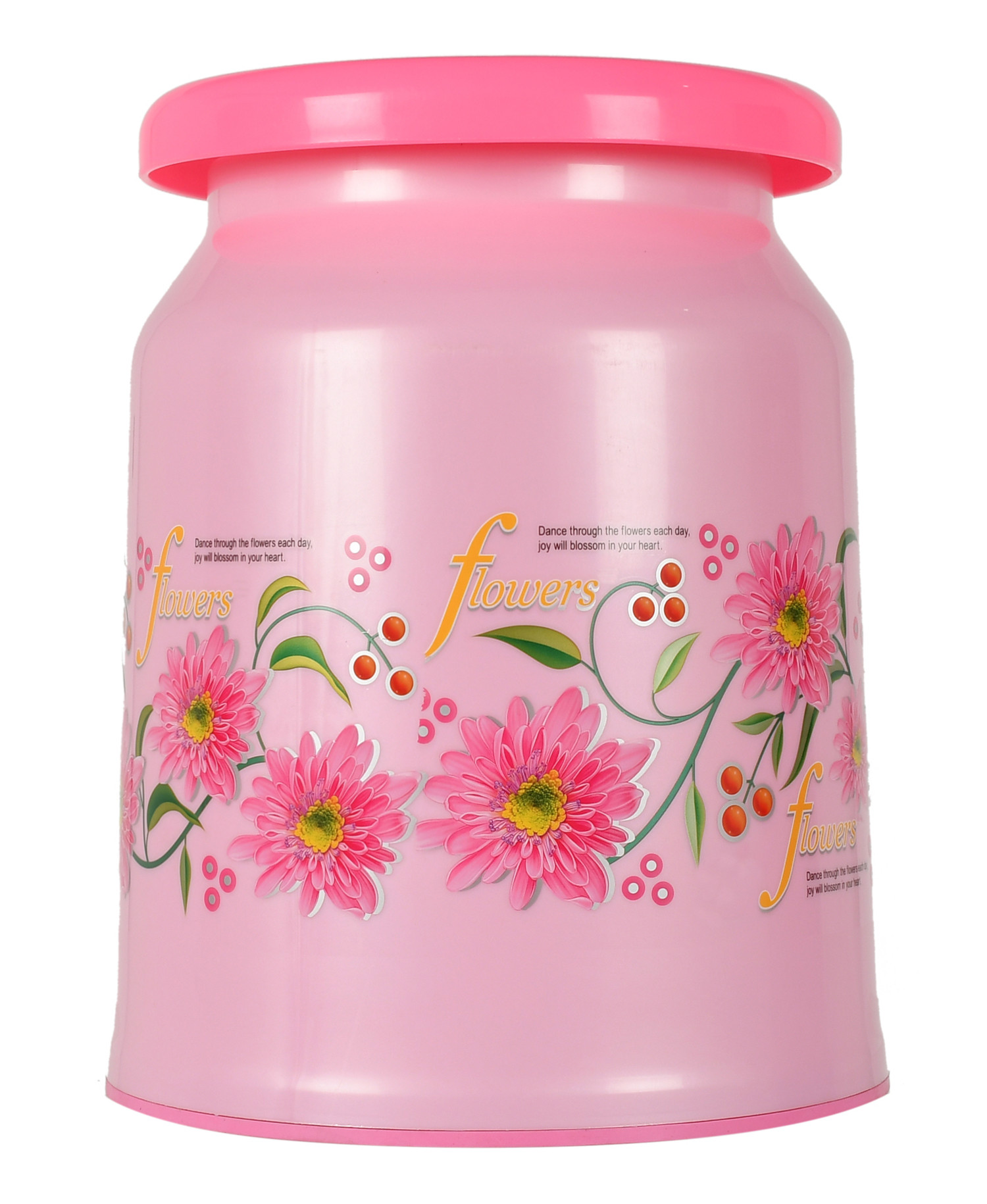 Kuber Industries Flower Design Portable, Ligthweight Plastic Sitting Stool For Indoor & Outdoor (Pink)