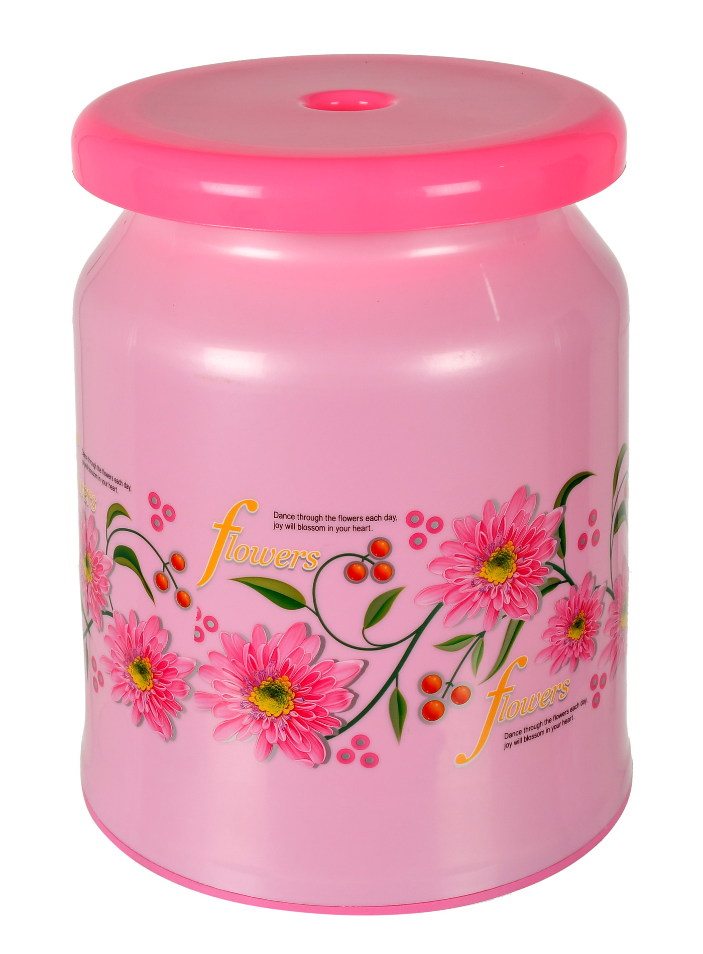 Kuber Industries Flower Design Portable, Ligthweight Plastic Sitting Stool For Indoor & Outdoor (Pink)