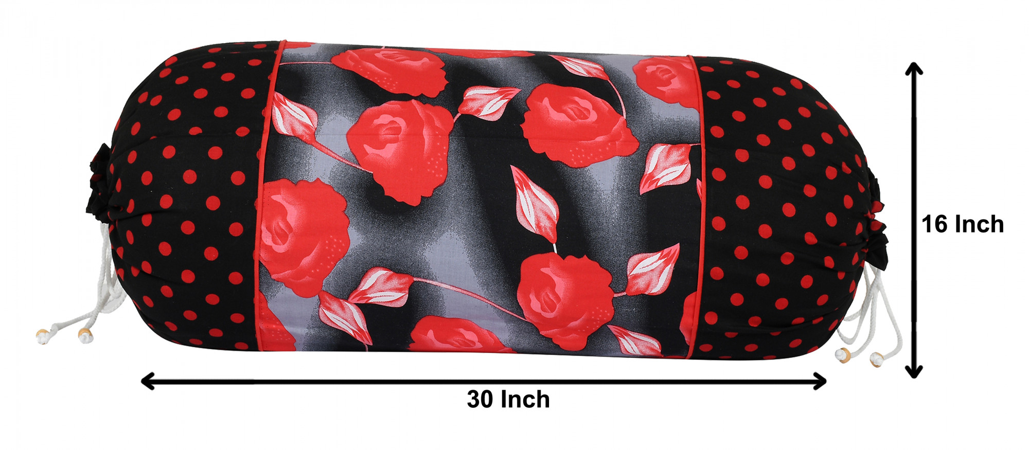 Kuber Industries Flower Design Premium Cotton Bolster Covers, 16 x 30 inch,(Black)