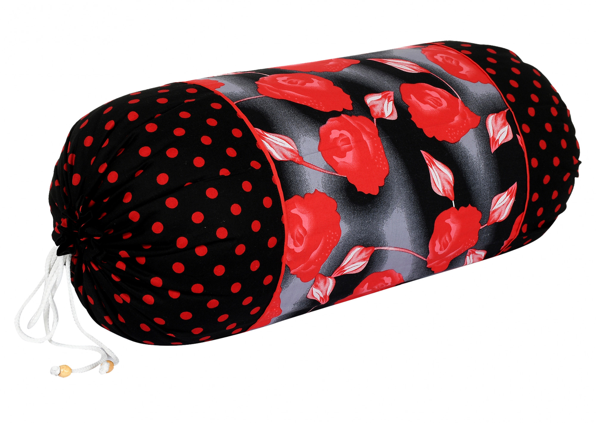 Kuber Industries Flower Design Premium Cotton Bolster Covers, 16 x 30 inch,(Black)