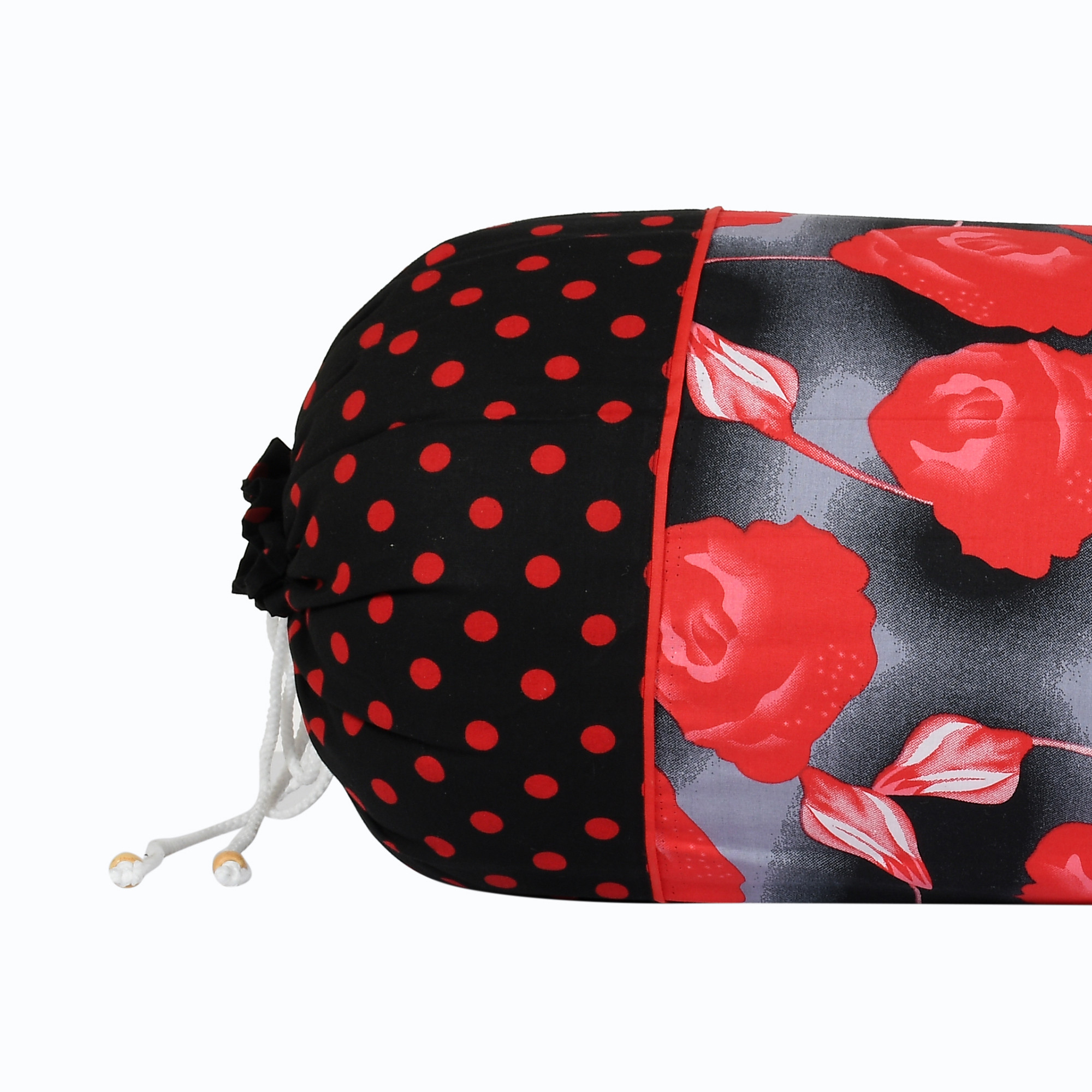 Kuber Industries Flower Design Premium Cotton Bolster Covers, 16 x 30 inch,(Black)
