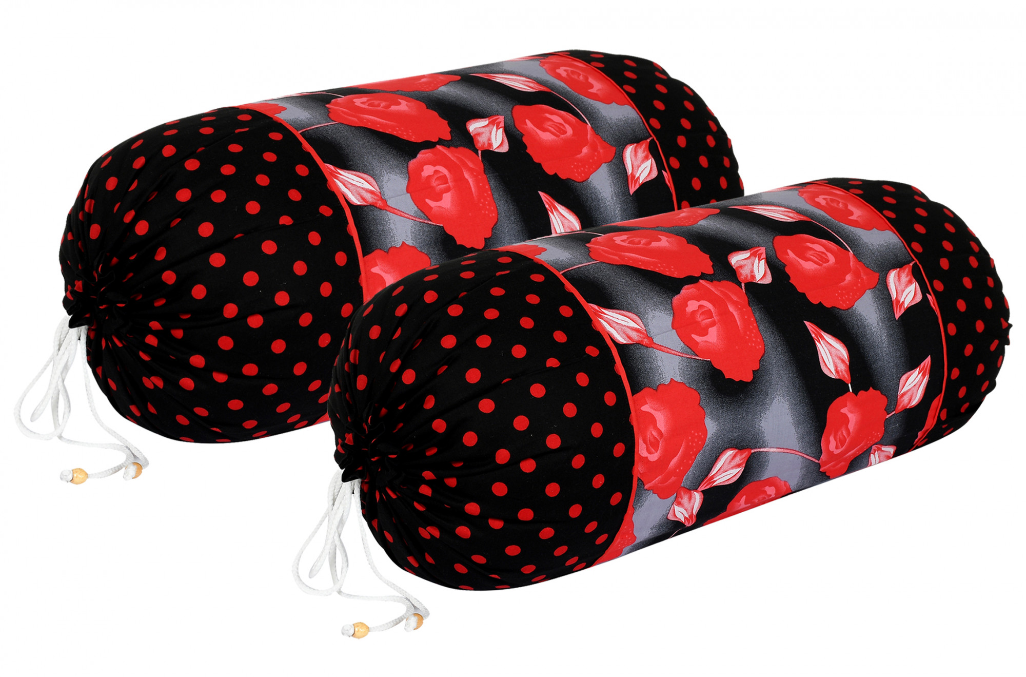 Kuber Industries Flower Design Premium Cotton Bolster Covers, 16 x 30 inch,(Black)