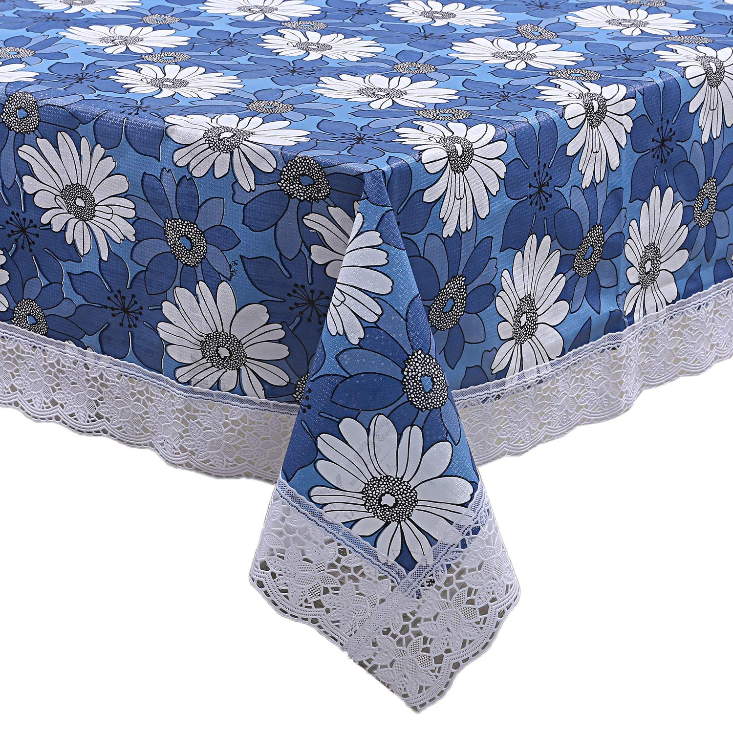 Kuber Industries Flower Design PVC 4 Seater Center Table Cover 40