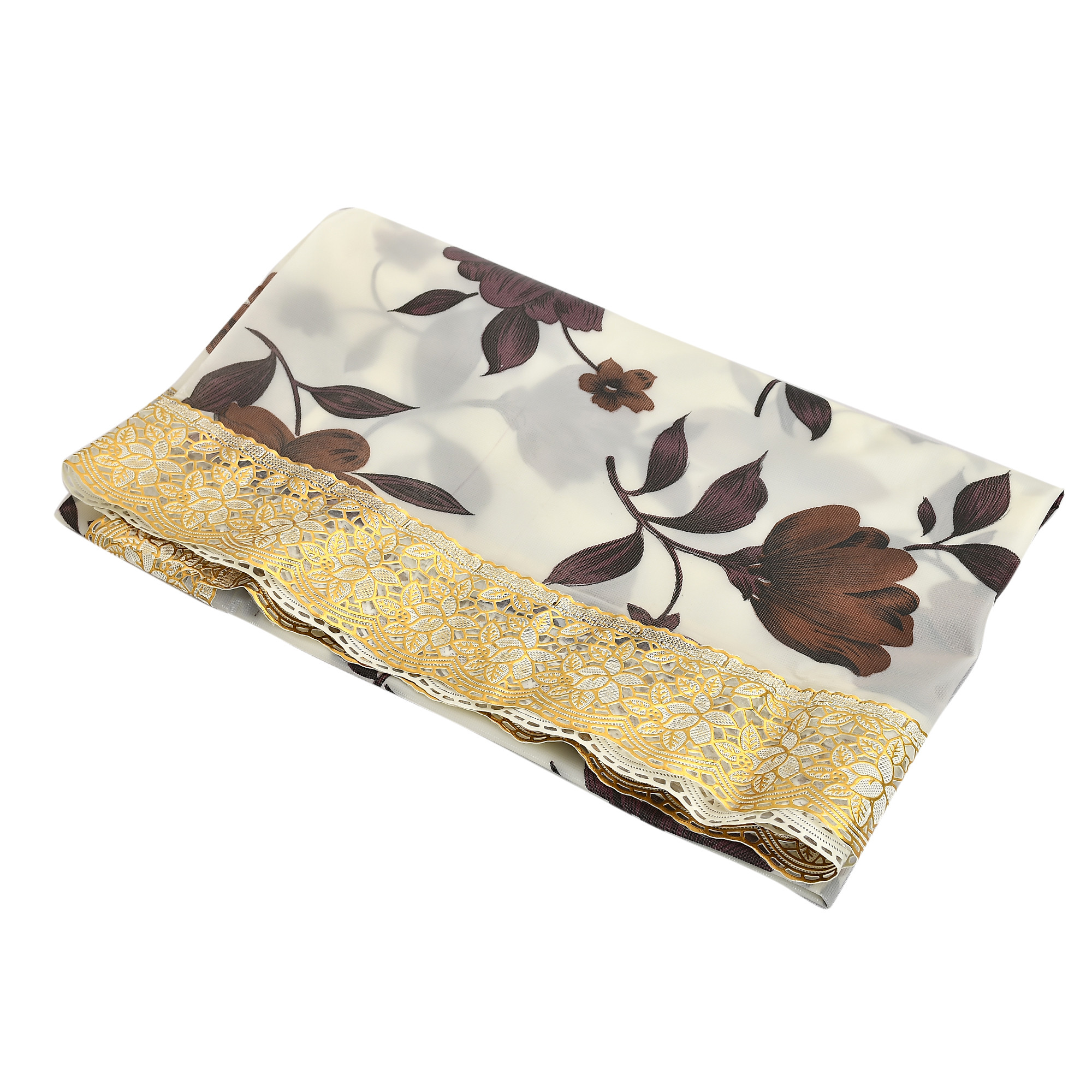 Kuber Industries Flower Design PVC 4 Seater Center Table Cover 40