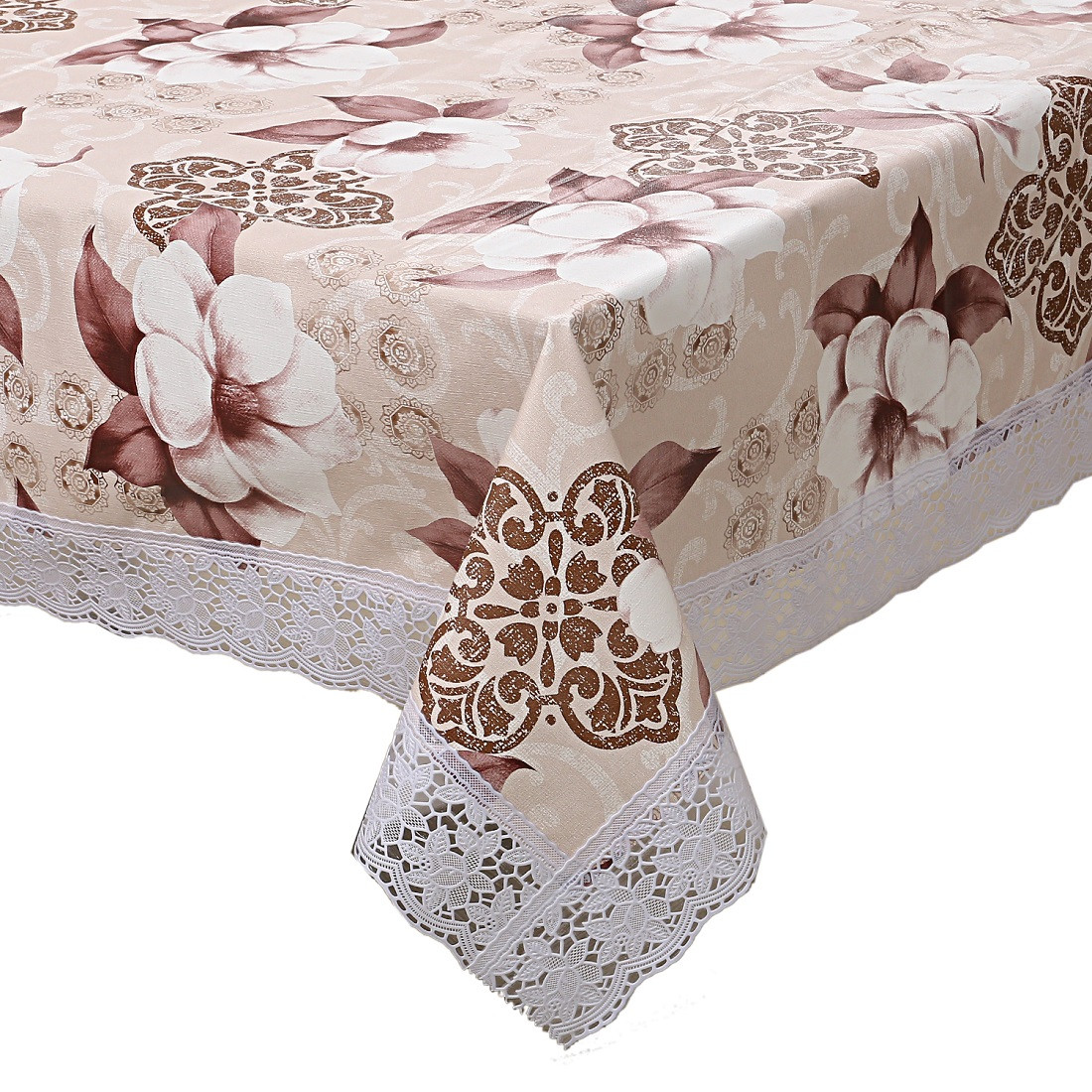 Kuber Industries Flower Design PVC 6 Seater Dining Table Cover 60