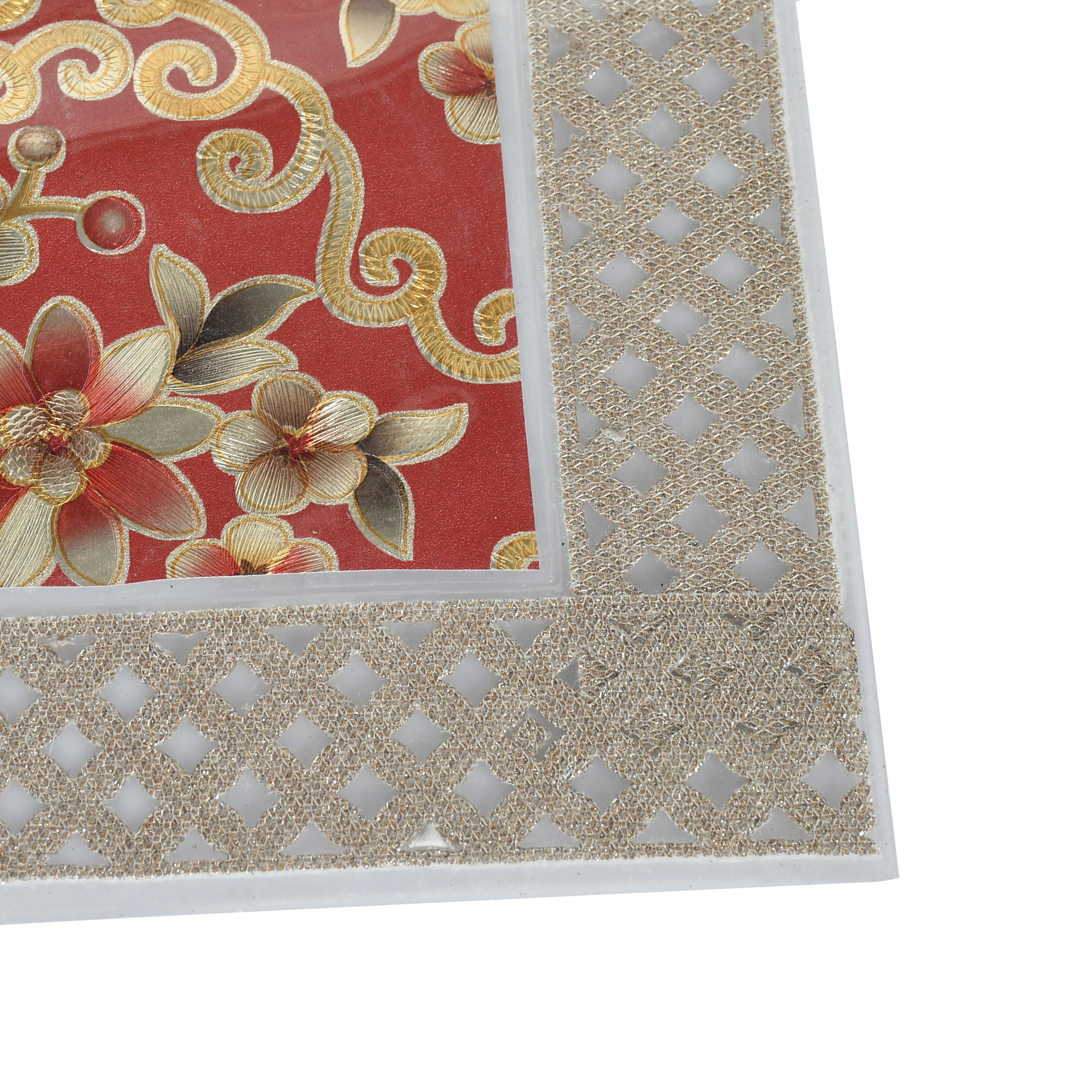 Kuber Industries Flower Design PVC Dining Table Placemat Set, Set of 6 (Maroon)