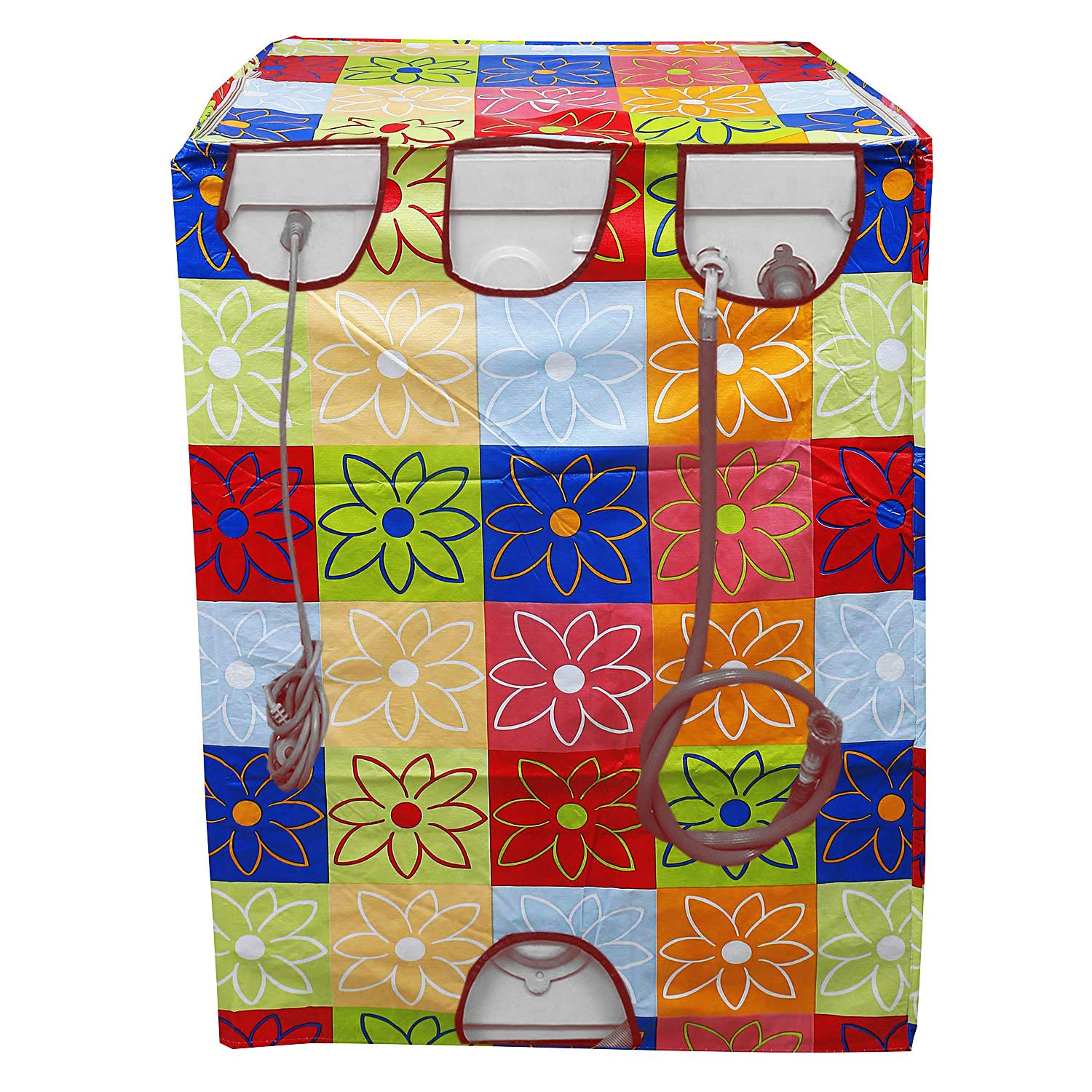 Kuber Industries Flower Design PVC Top Load Fully Automatic Washing Machine Cover with Back Hole (Multi) CTKTC33855