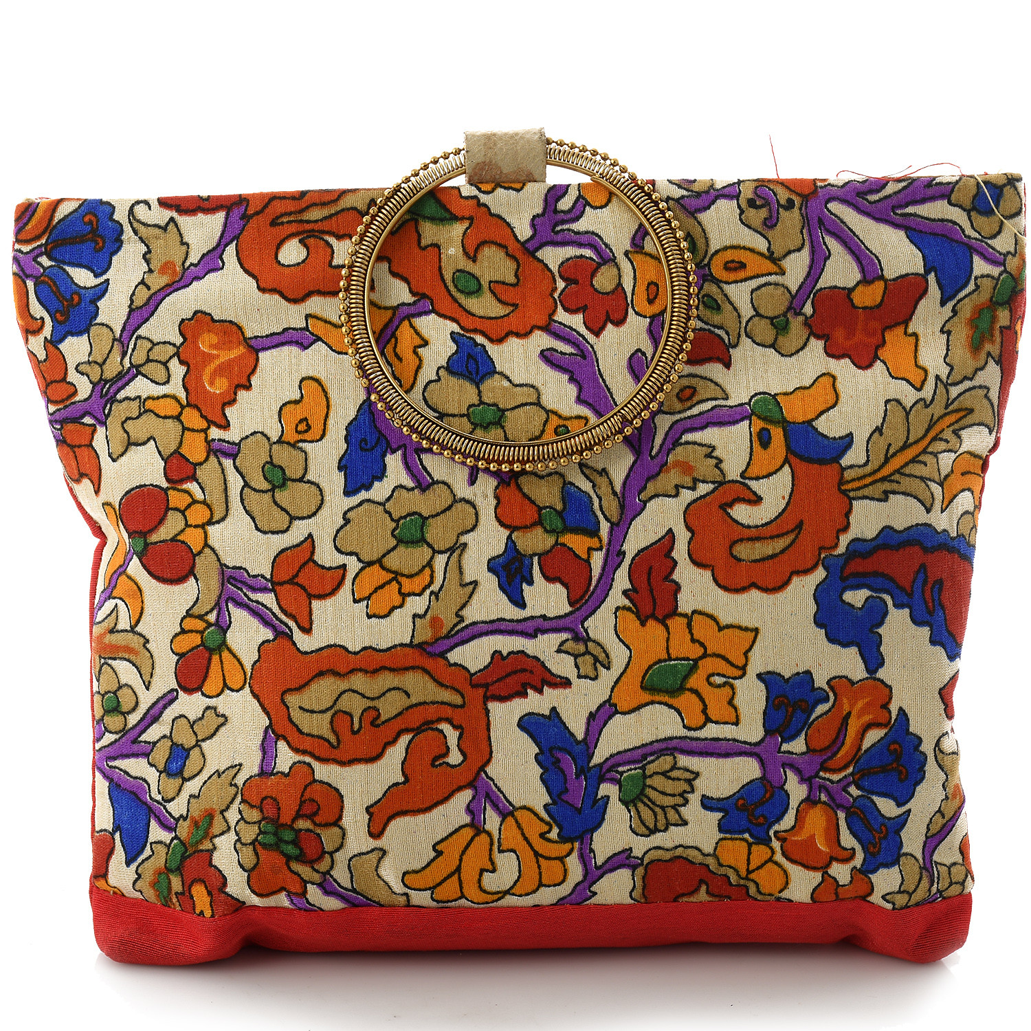 Kuber Industries Flower Design Silk Clutch Ladies Handbag (Red) -CTKTC39133