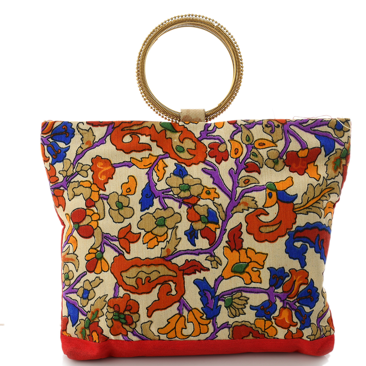 Kuber Industries Flower Design Silk Clutch Ladies Handbag (Red) -CTKTC39133