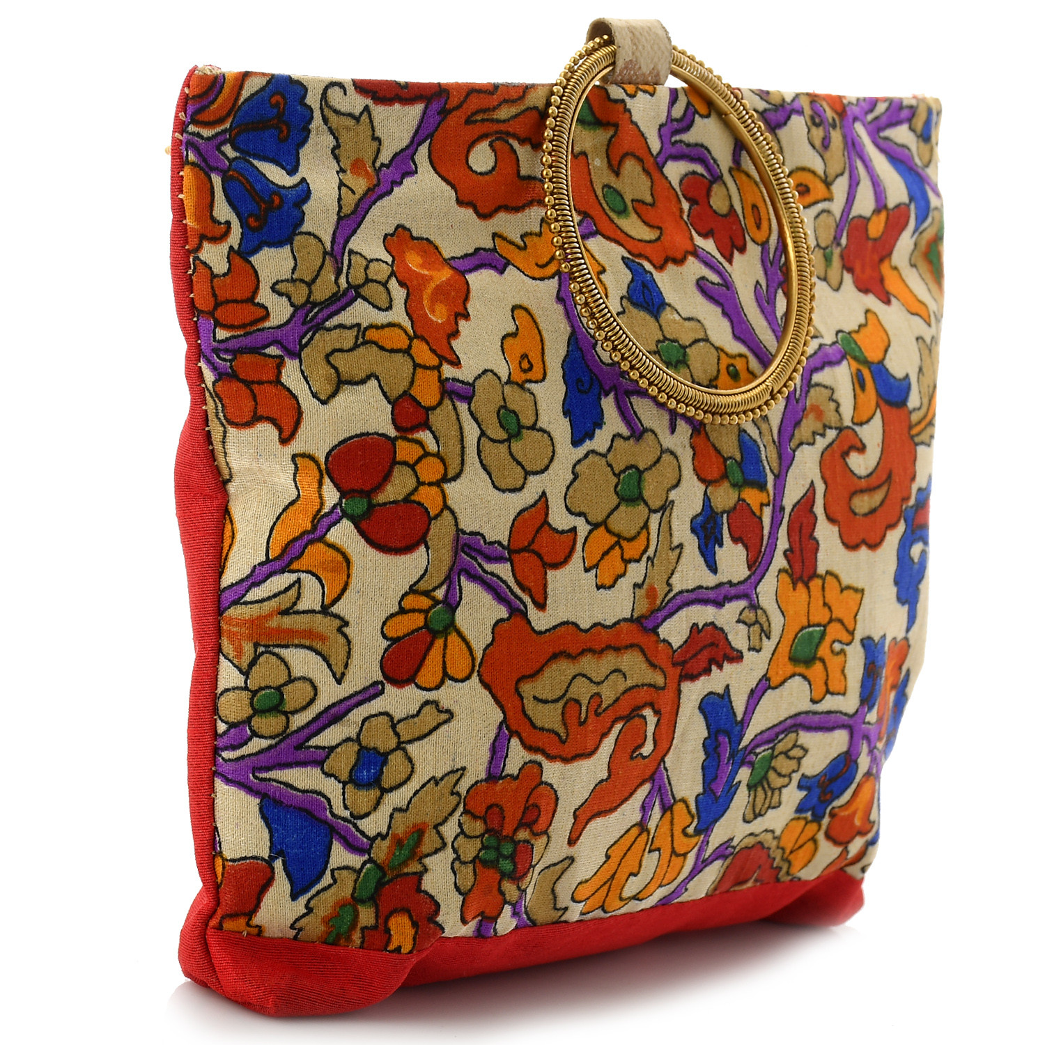 Kuber Industries Flower Design Silk Clutch Ladies Handbag (Red) -CTKTC39133