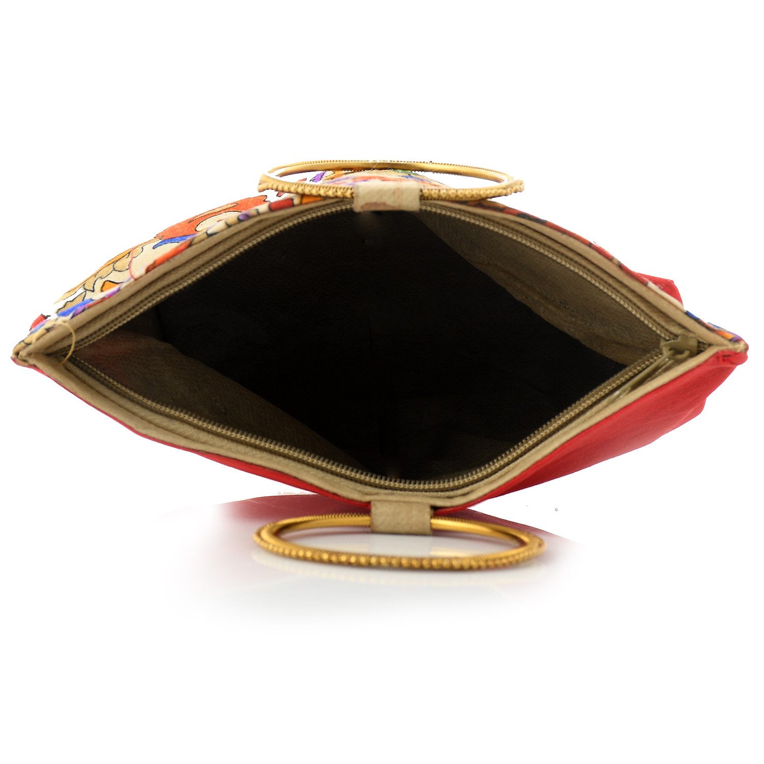 Kuber Industries Flower Design Silk Clutch Ladies Handbag (Red) -CTKTC39133