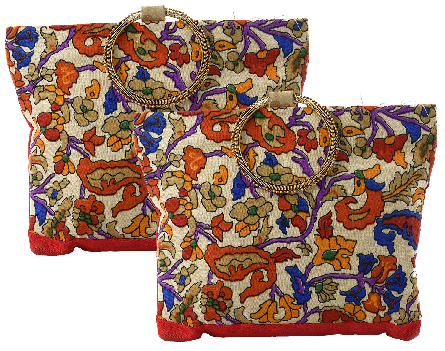 Kuber Industries Flower Design Silk Clutch Ladies Handbag (Red) -CTKTC39133