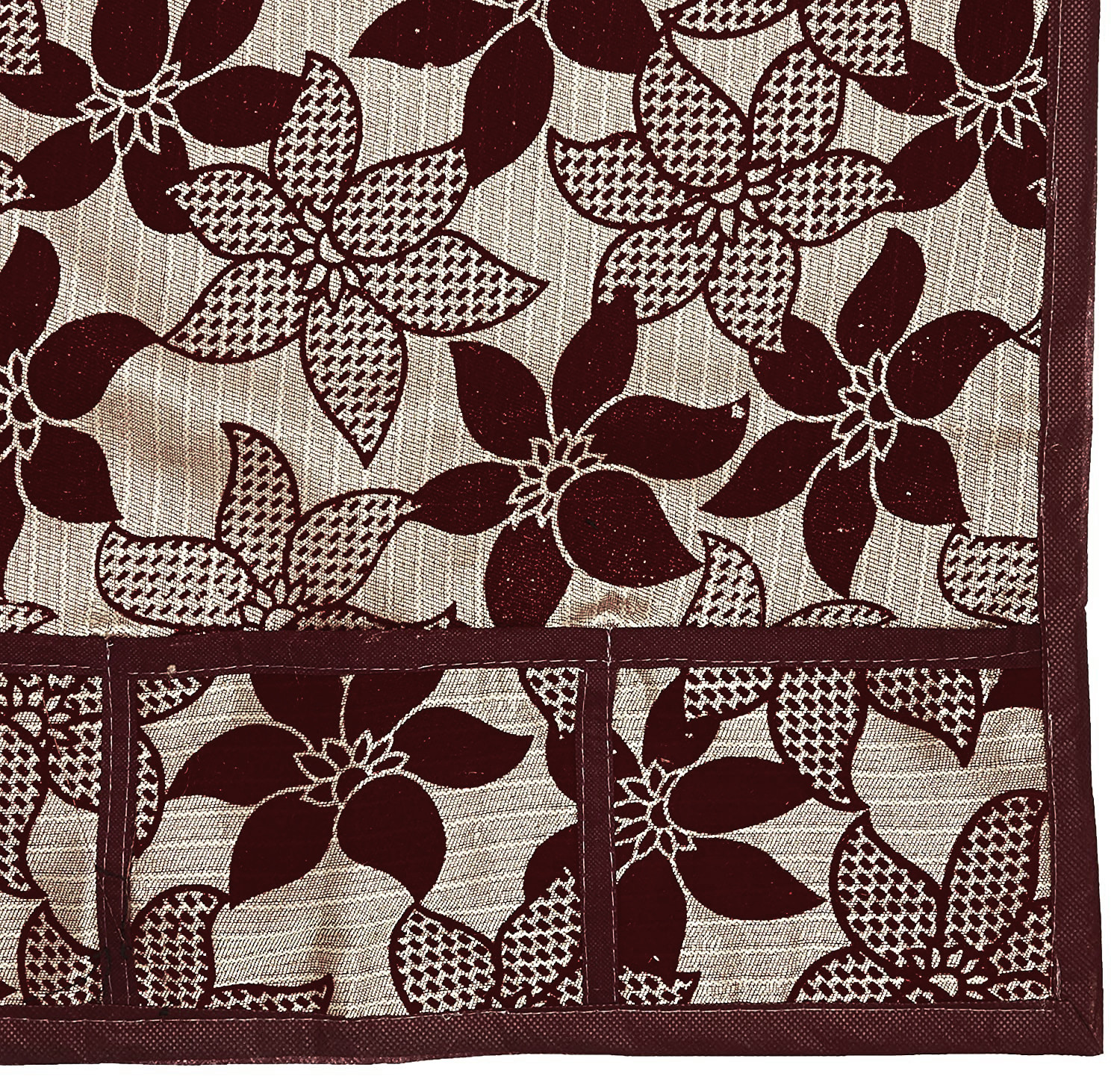 Kuber Industries Flower Design Velvet Fridge, Refrigerator, Side by Side, Double Door Top Cover, Protect For Scratches, Waterproof, Wear & Tear And Dust With 6 Utility Side Pockets (Brown)-HS_38_KUBMART21087