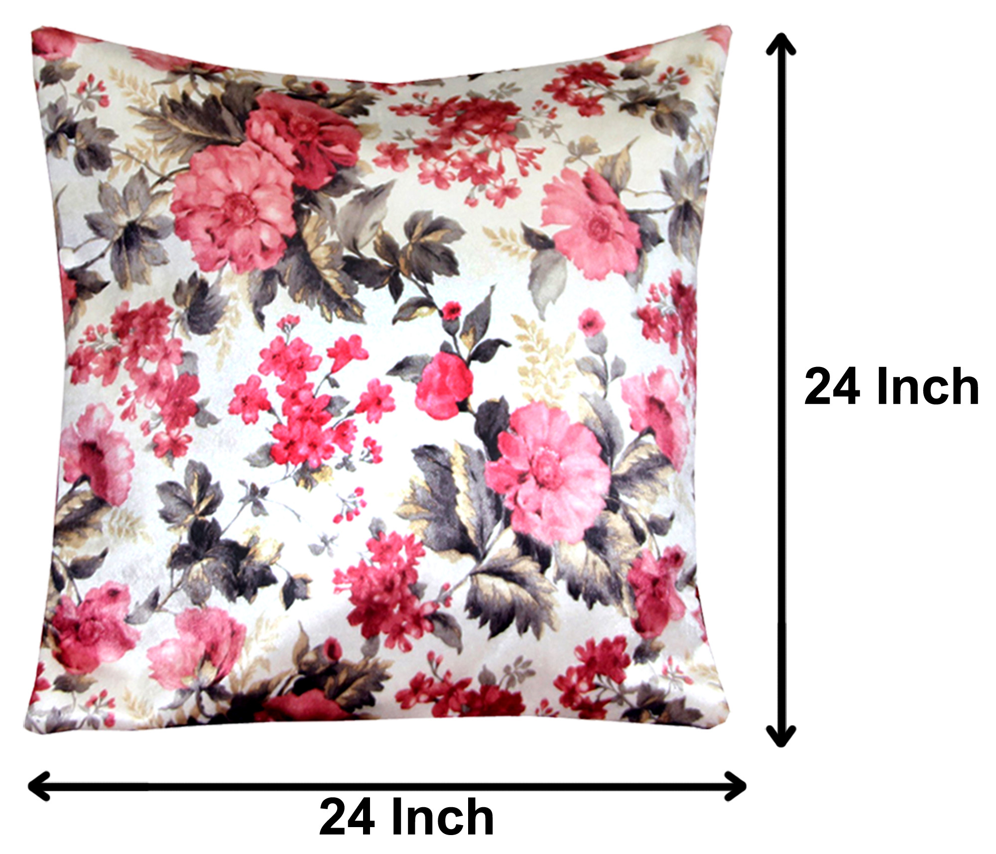 Kuber Industries Flower Design Velvet Soft Decorative Square Throw Pillow Cover Cushion Covers Pillow case, Home Decor Decorations for Sofa Couch Bed Chair 24x24 Inch (Cream)